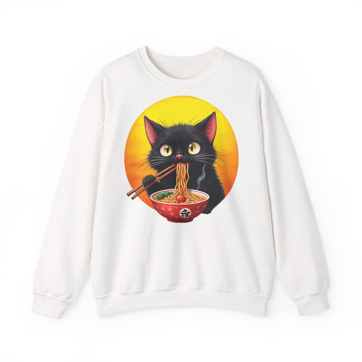 Ramen Cat Magic – Whiskers, Noodles & Sunshine Vibes - Cat Lover's Ramen Sweatshirt, Cozy Cat Crewneck, Cat-Themed Gift, Funny Sweatshirt, Unisex Pullover, Pet Lovers Apparel