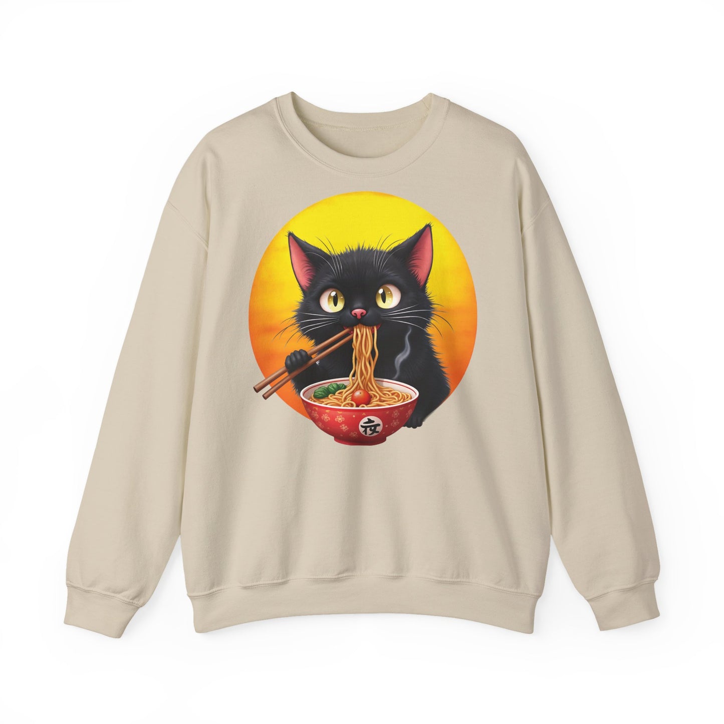 Ramen Cat Magic – Whiskers, Noodles & Sunshine Vibes - Cat Lover's Ramen Sweatshirt, Cozy Cat Crewneck, Cat-Themed Gift, Funny Sweatshirt, Unisex Pullover, Pet Lovers Apparel