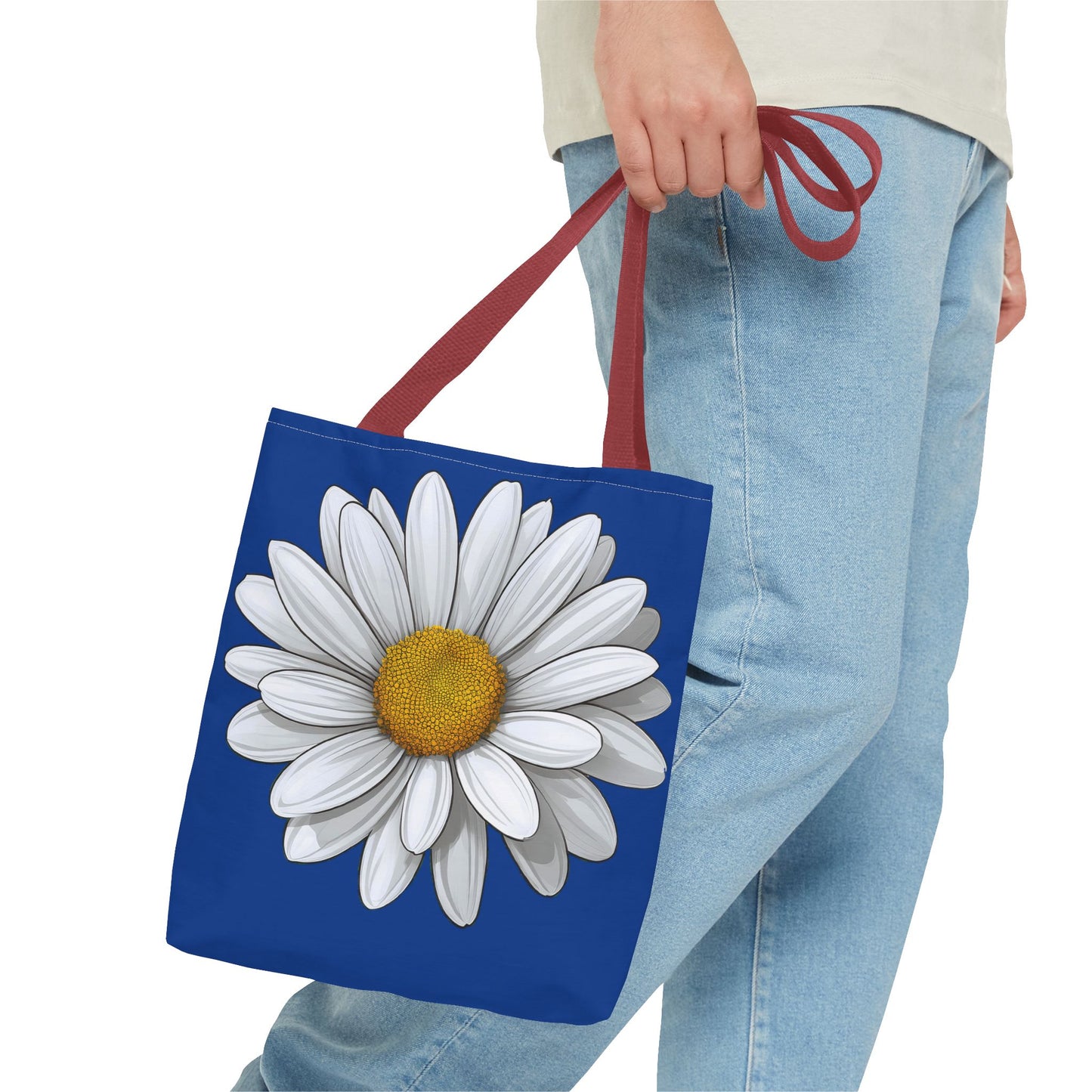 Daisy Tote Bag - White Floral Design Summer Fashion Accessory