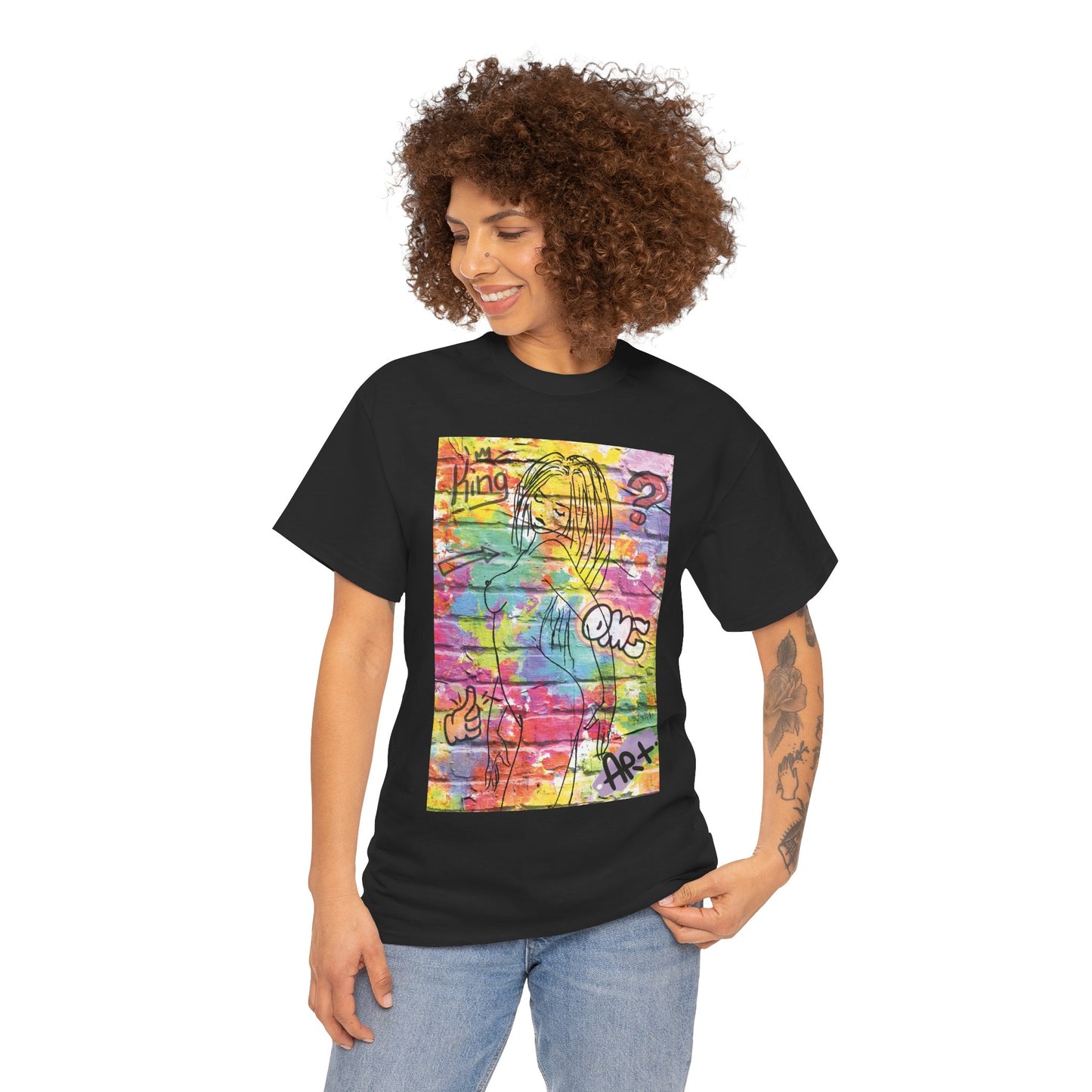 Vibrant Graffiti Muse – Bold Pop Art of Color, Confidence, and Free-Spirited Urban Expression - Colorful Artistic Unisex Tee, Vibrant Cotton T-Shirt for Art Lovers, Unique Casual Wear, Gift for Friends, Summer Fashion