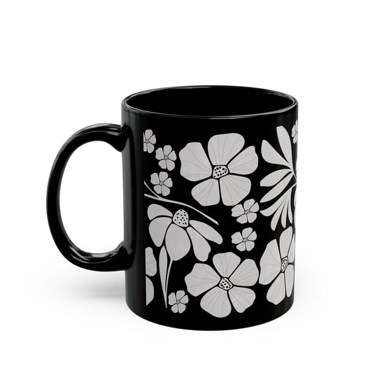 Elegant Floral Black Boho Style Mug - Perfect Gift for Tea and Coffee Lovers