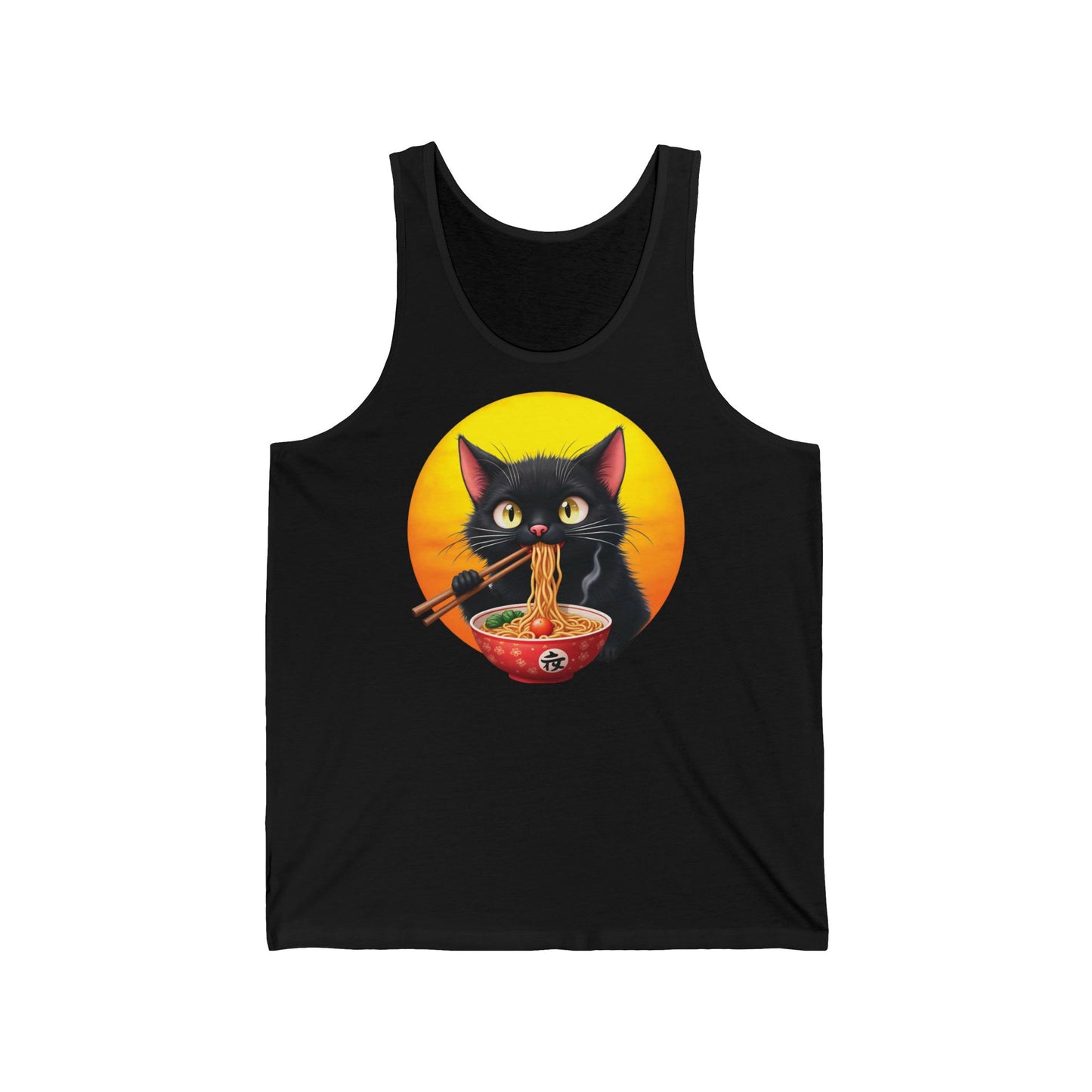 Ramen Cat Magic – Whiskers, Noodles & Sunshine Vibes - Whimsical Cat Ramen Unisex Jersey Tank Top