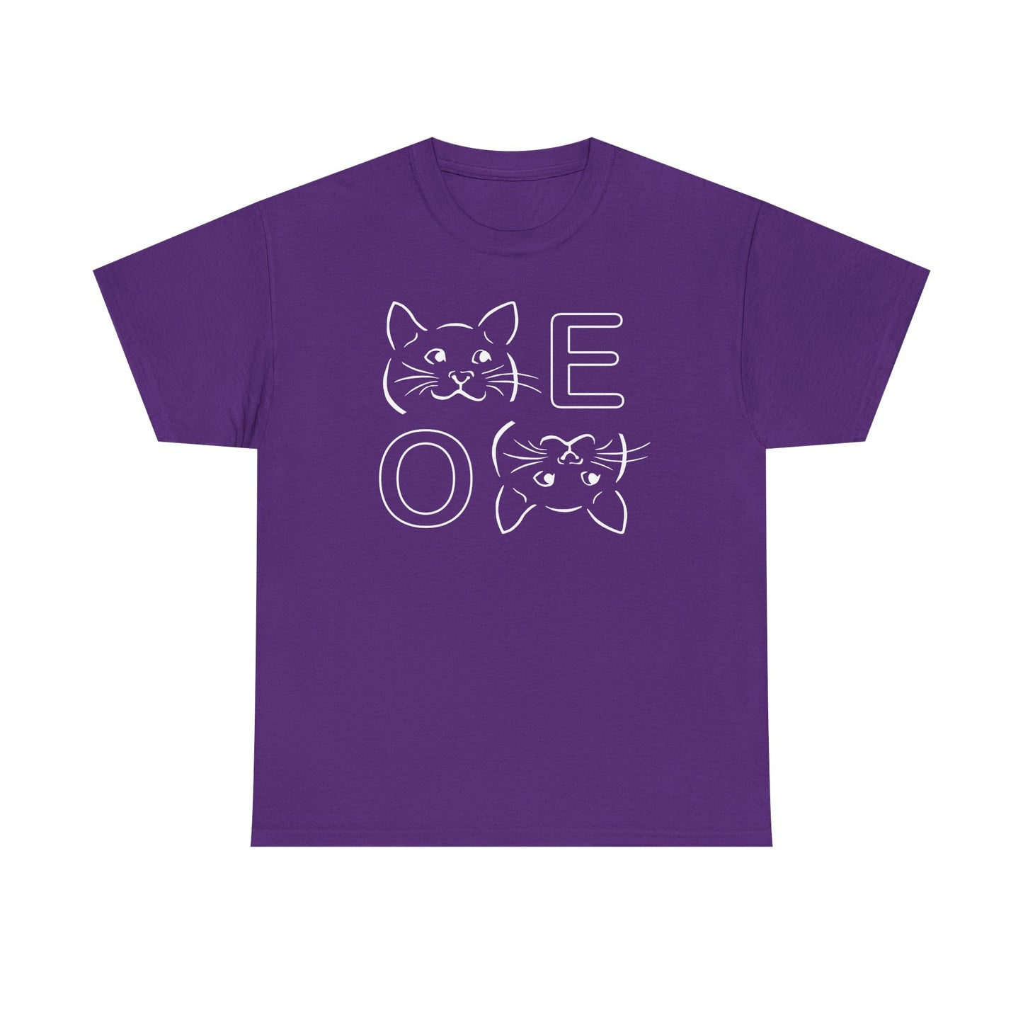 " MEOW" Cute Cat Faces Unisex Heavy Cotton Tee - Perfect for Cat Lovers
