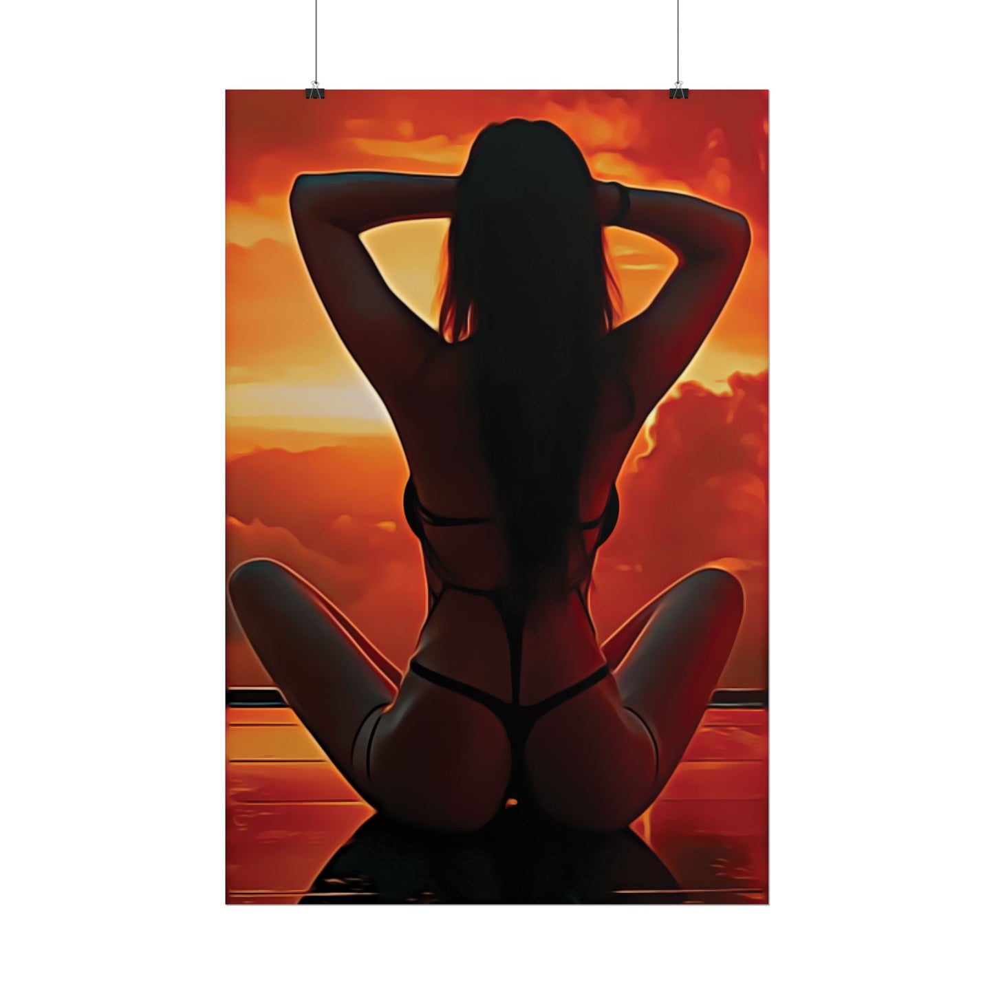 Golden Hour Serenity – Empowering Sunset Silhouette Inspiring Calm, Strength and Inner Freedom - Sensual Art Prints, Wall Decor, Bedroom Aesthetic, Gift for Her, Unique Home Decoration
