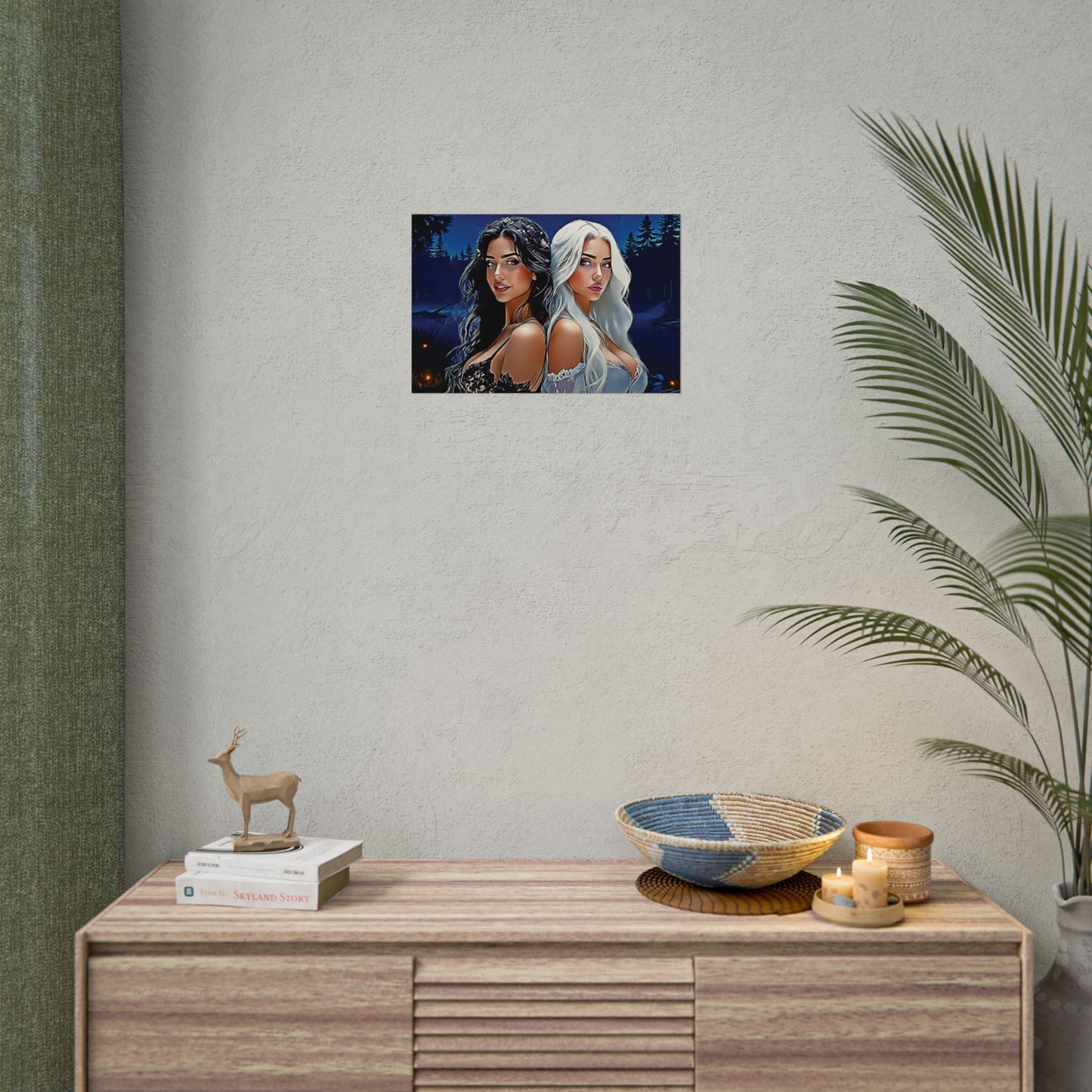 Moonlit Sisters of Opposites – Enchanted Night Art of Balance, Beauty, and Timeless Harmony - Mystical Duo Rolled Posters | Ethereal Art for Witchy Decor, Fantasy Wall Art, Gift for Her, Boho Home, Unique Prints