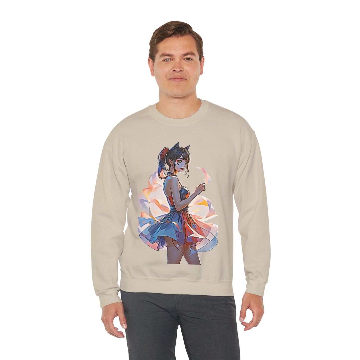 ✨Moonlit Grace: Anime Catgirl Aura for Casual Wear, Posters, Mugs and much more - Artistic Unisex Crewneck Sweatshirt | Cozy Graphic Sweater, Comfortable Hoodie, Fall Apparel, Anime-Inspired Gift, Casual Chic Fashion