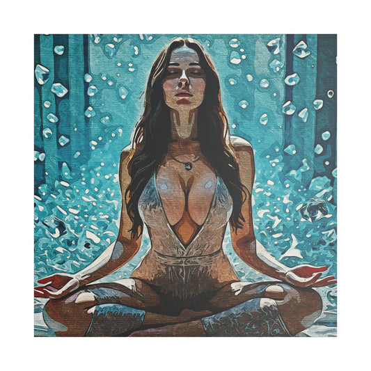 Crystal Mind – Meditative Stillness in Surreal Blue - Meditation Wall Art Canvas, Tranquil Home Decor, Mindfulness Gift, Zen Artwork, Spiritual Art for Yoga Lovers