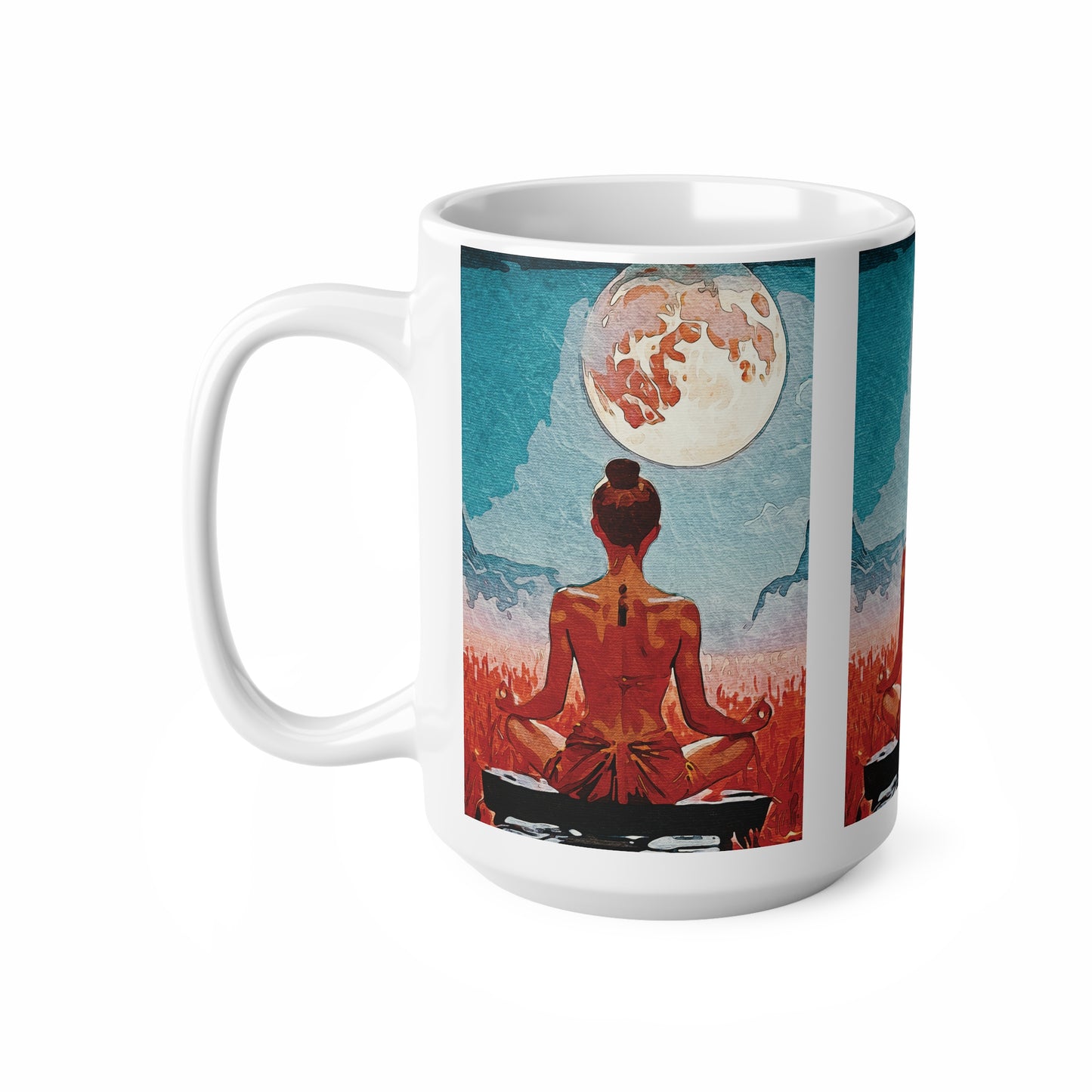 ✨Serenity Under the Full Moon - Serene Buddha Coffee Cup, Meditation Mug, Mindfulness Gift, Relaxing Tea Cup, Yoga Lover's Mug, Moonlit Serenity