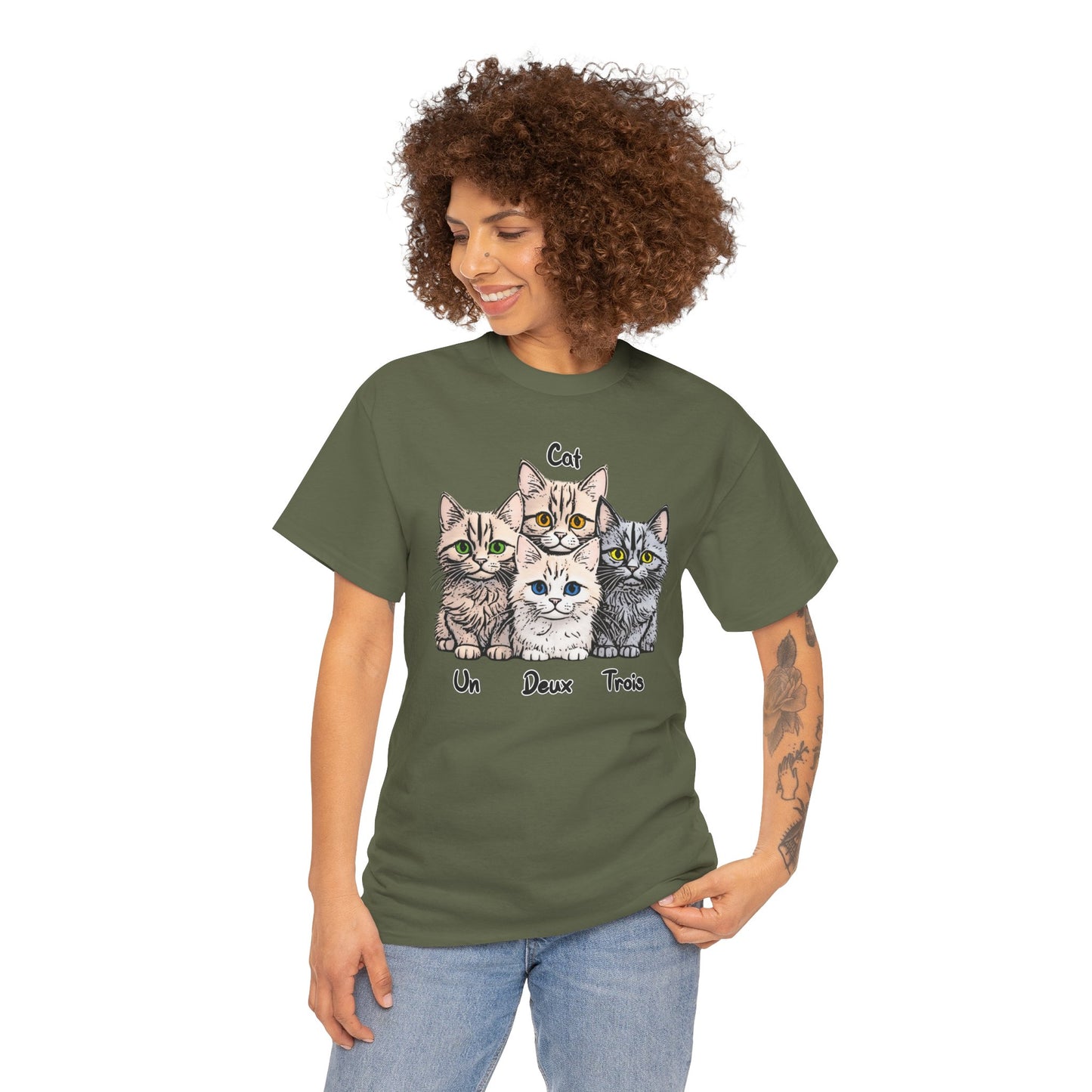 Un, Deux, Trois, Cat: Purrfect Counting Cuteness - Adorable Cat Trio Unisex Heavy Cotton Tee, Cute Cat Shirt, Animal Lover Gift, Pet Lover Apparel, Fun Gift for Cat Owners, Comfy [...]