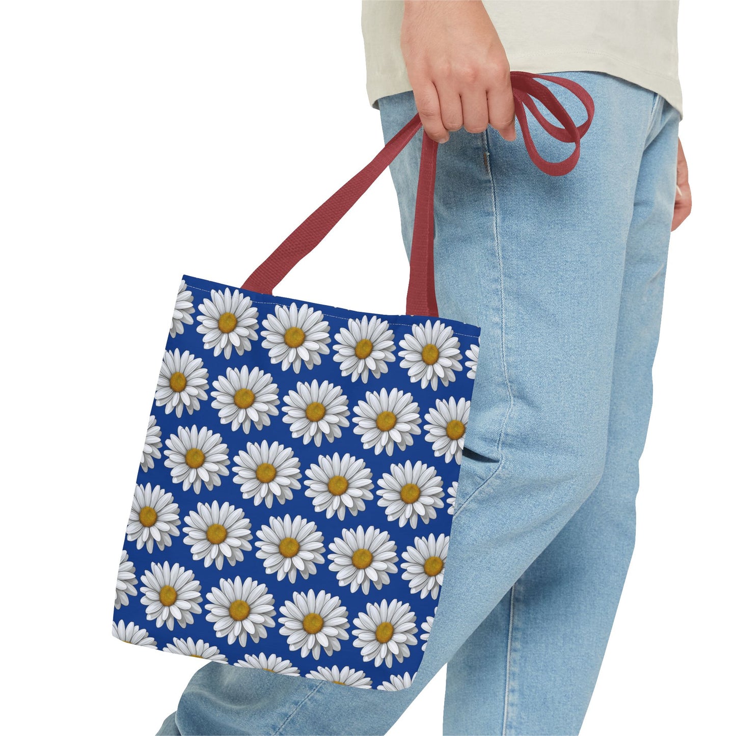 Daisy Tote Bag - White Floral Pattern Summer Fashion Accessory