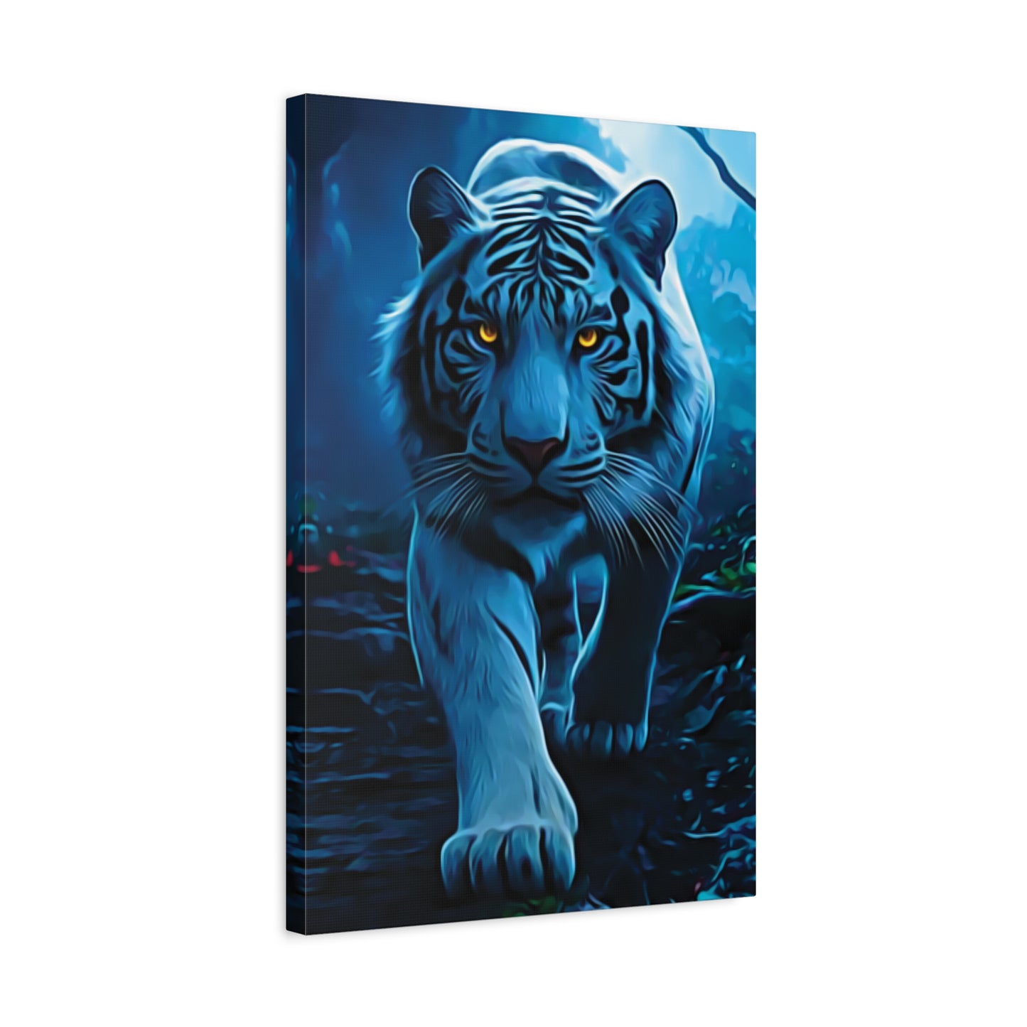 🐅 Blue Ember: Strength in Stillness, Power in Motion - Majestic White Tiger Wall Art, Canvas Print, Home Decor, Animal Lover Gift, Wildlife Artwork, Unique Gift Idea, Eco-Friendly Decor