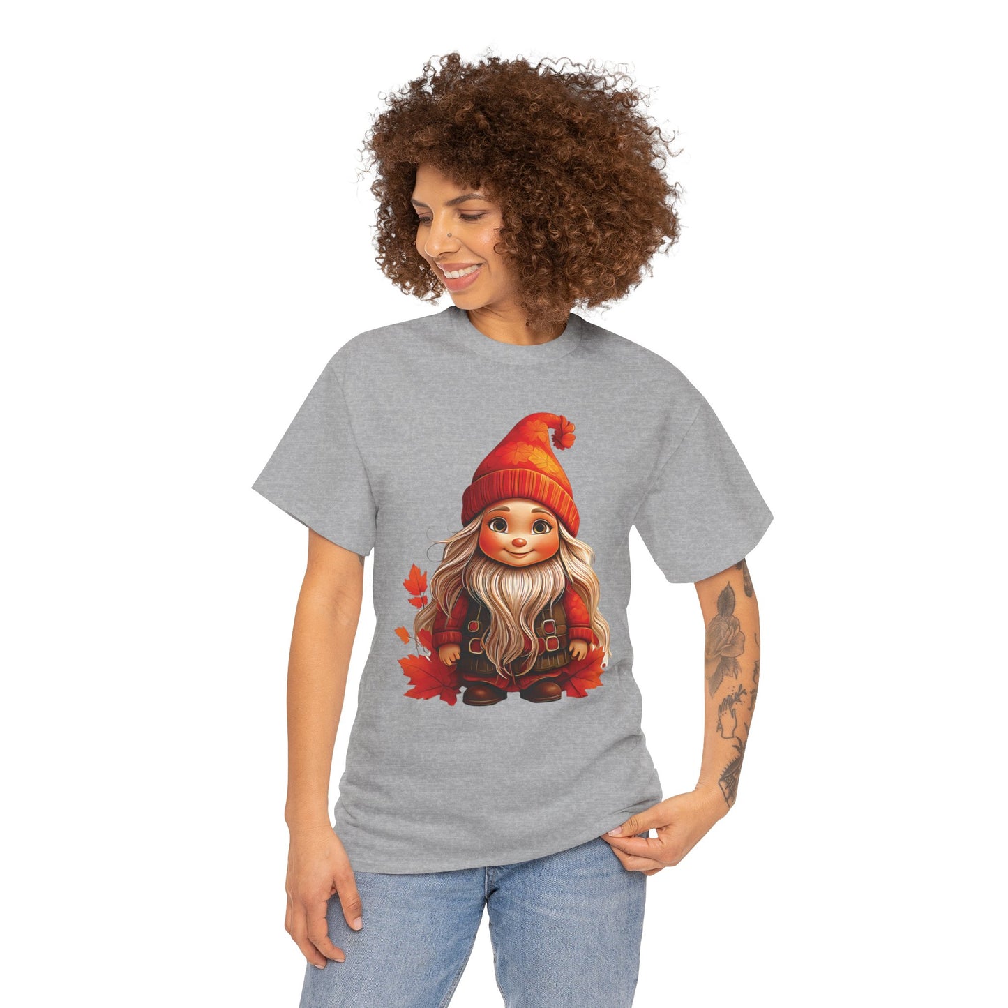 Autumn Gnome Magic – Cozy Whimsy in Every Leaf - Autumn-Themed Gnome Tee, Cozy Fall Shirt, Seasonal Apparel for Halloween, Thanksgiving, and Everyday Wear