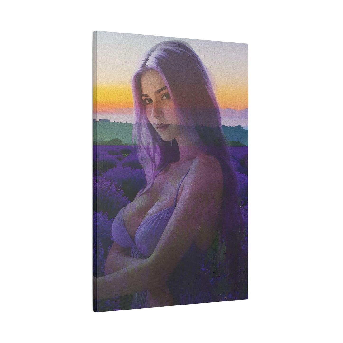 "Beautiful Lavender" – Dreamy Sunset Muse in Lavender Field Canvas Art