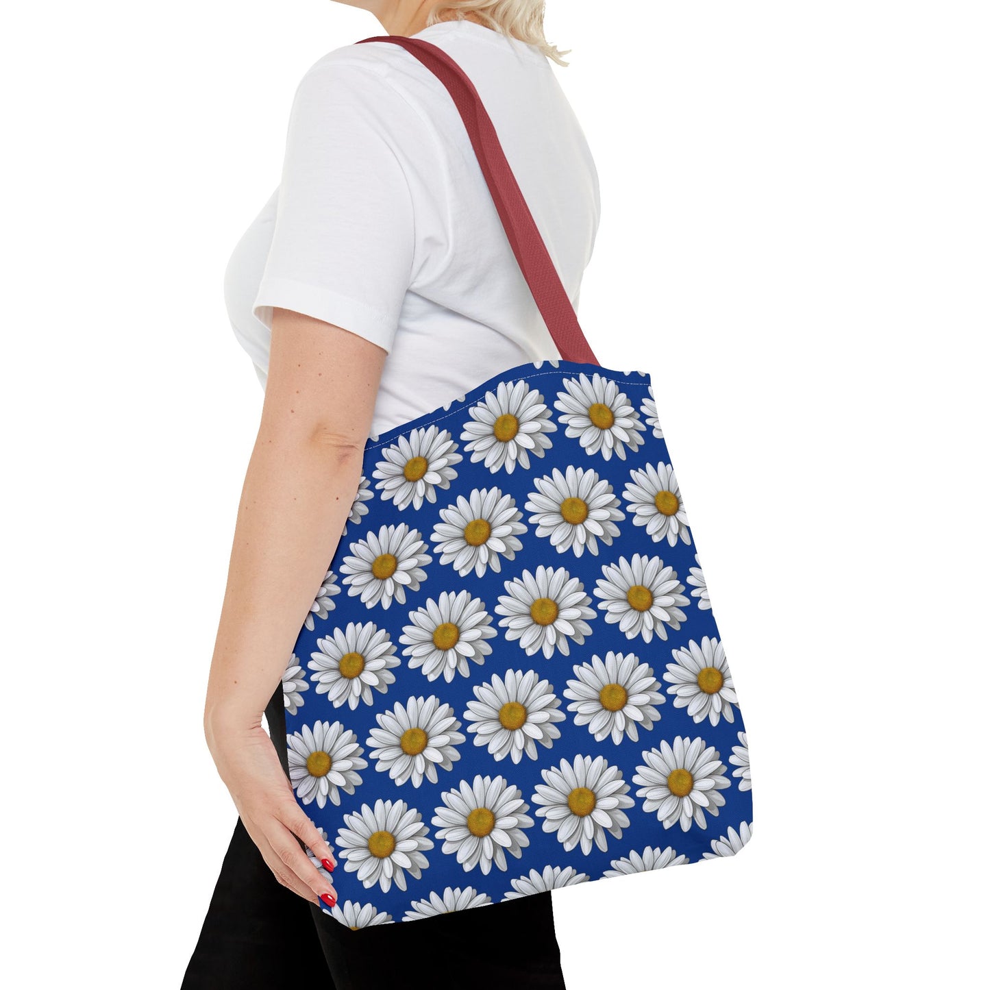 Daisy Tote Bag - White Floral Pattern Summer Fashion Accessory