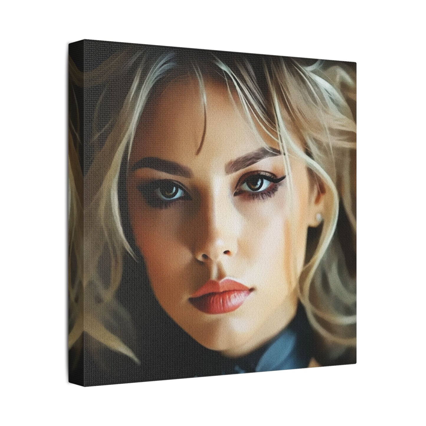 Golden Whispers – Flowing Hair Elegance for Inspired Spaces - Stretched Satin Canvas Art Print, Elegant Wall Décor, Modern Home Accent, Gift for Art Lovers, Portrait Artwork