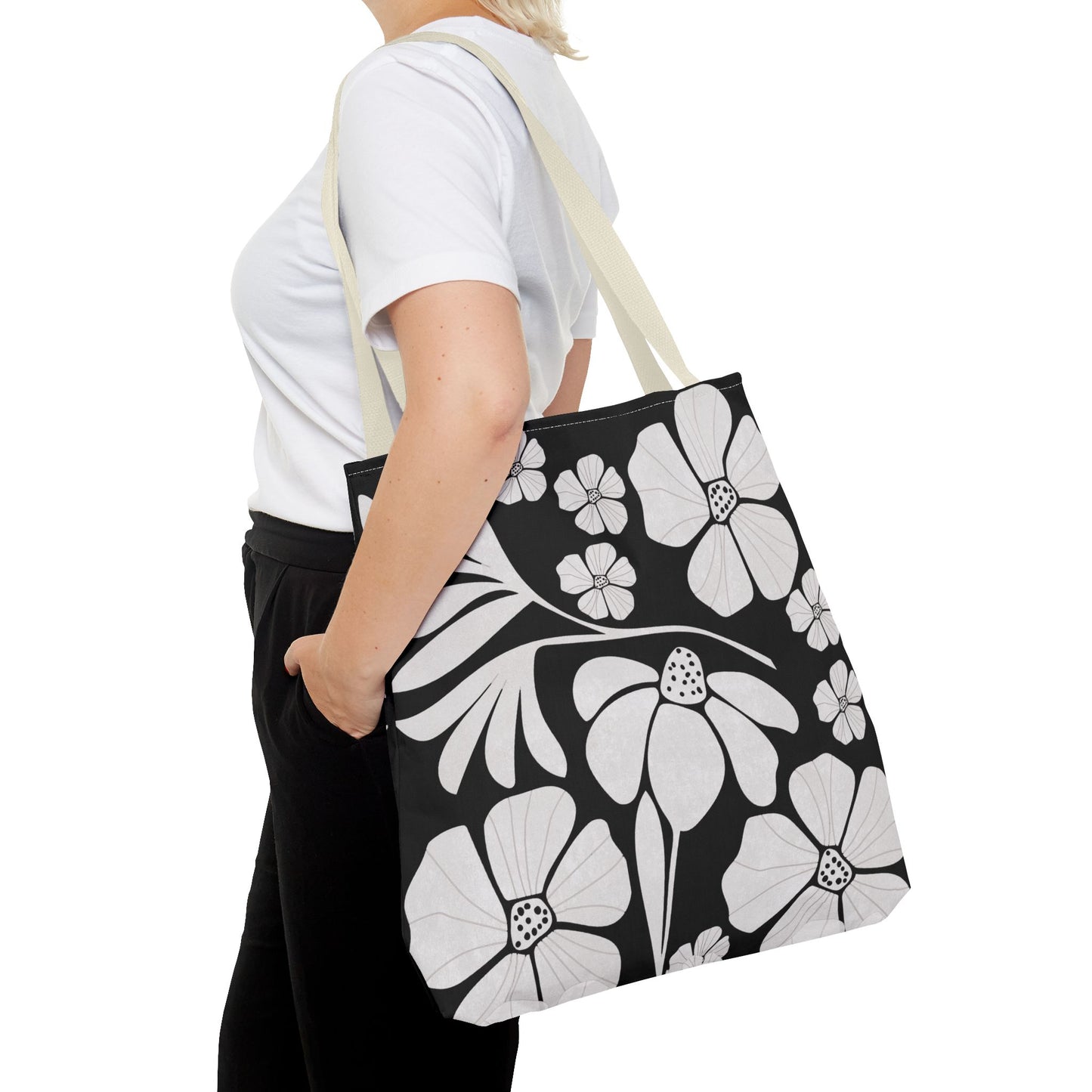 Boho Flowers Tote Bag - Retro Vintage Style