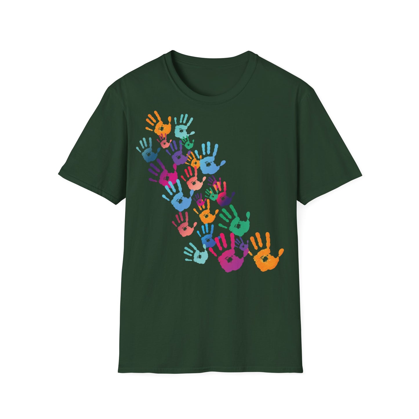 Colorful Handprints T-Shirt - Unisex Softstyle