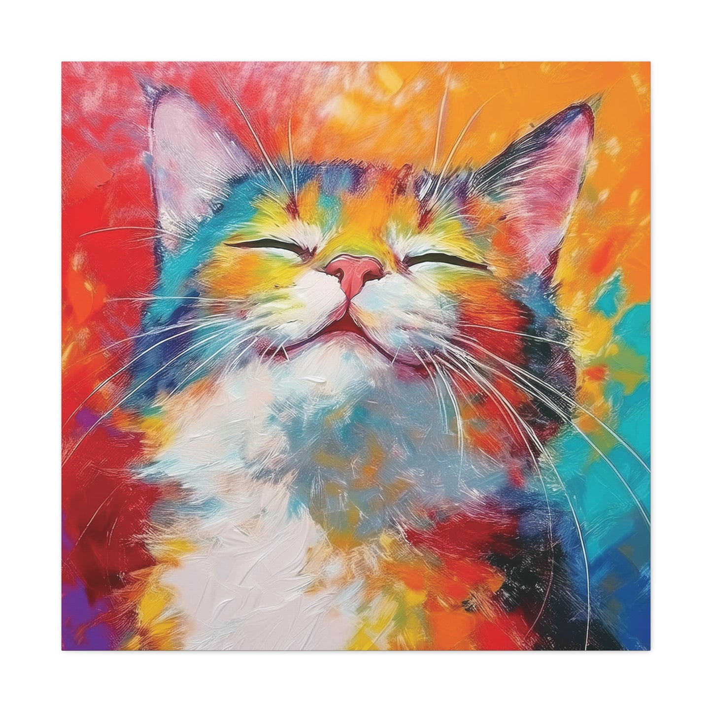 Canvas Print: Pawsitive Vibes Tri-Color Cat Artwork