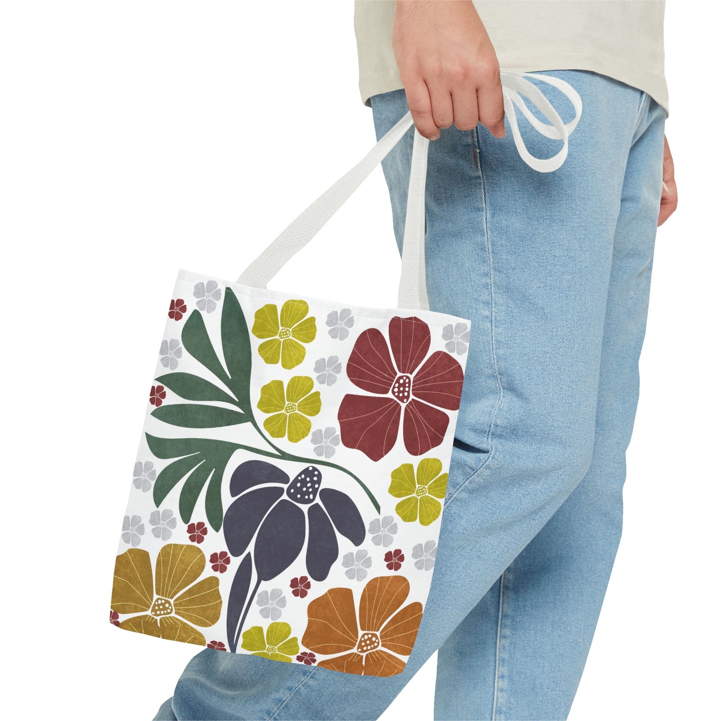 Boho Flowers Tote Bag - Retro Vintage Style