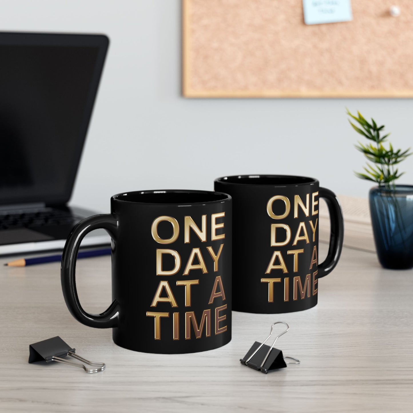 Inspirational Black Mug - "One Day at a Time" Coffee Cup for Daily Motivation, Relaxation, Self-Care, Gift for Friends, Office Use, [...]