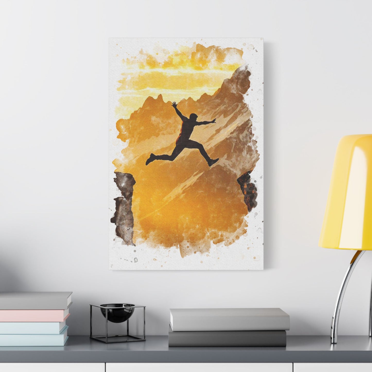 "Dare" - Leap of Light – Courage in Motion, Painted in Gold 🌄🦅 - Inspirational Wall Art Print, Motivation Canvas, Adventure Decor, Nature Artwork, Gift for Explorers, Home or Office Decoration