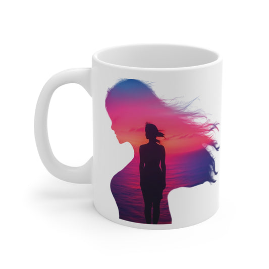 Radiate Boldly – Sunset Spirit in Every Sip and Step 🌅💫 - Ceramic Coffee Mug, Artistic Silhouette Cups for Coffee Lovers, Gift for Friends, Unique Drinkware, Home Decor, Inspirational Art