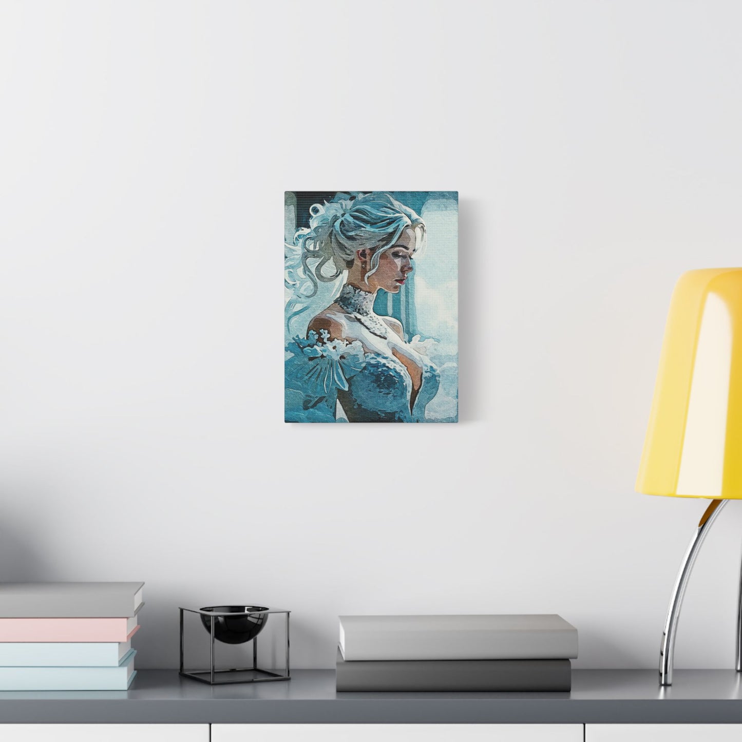 Radiant Empowerment – Elegance That Commands Light ⚡👑 - Elegant Satin Canvas Wall Art, Perfect for Home Decor, Bridal Shower Gift, Wedding Decor, Blue Toned Artwork