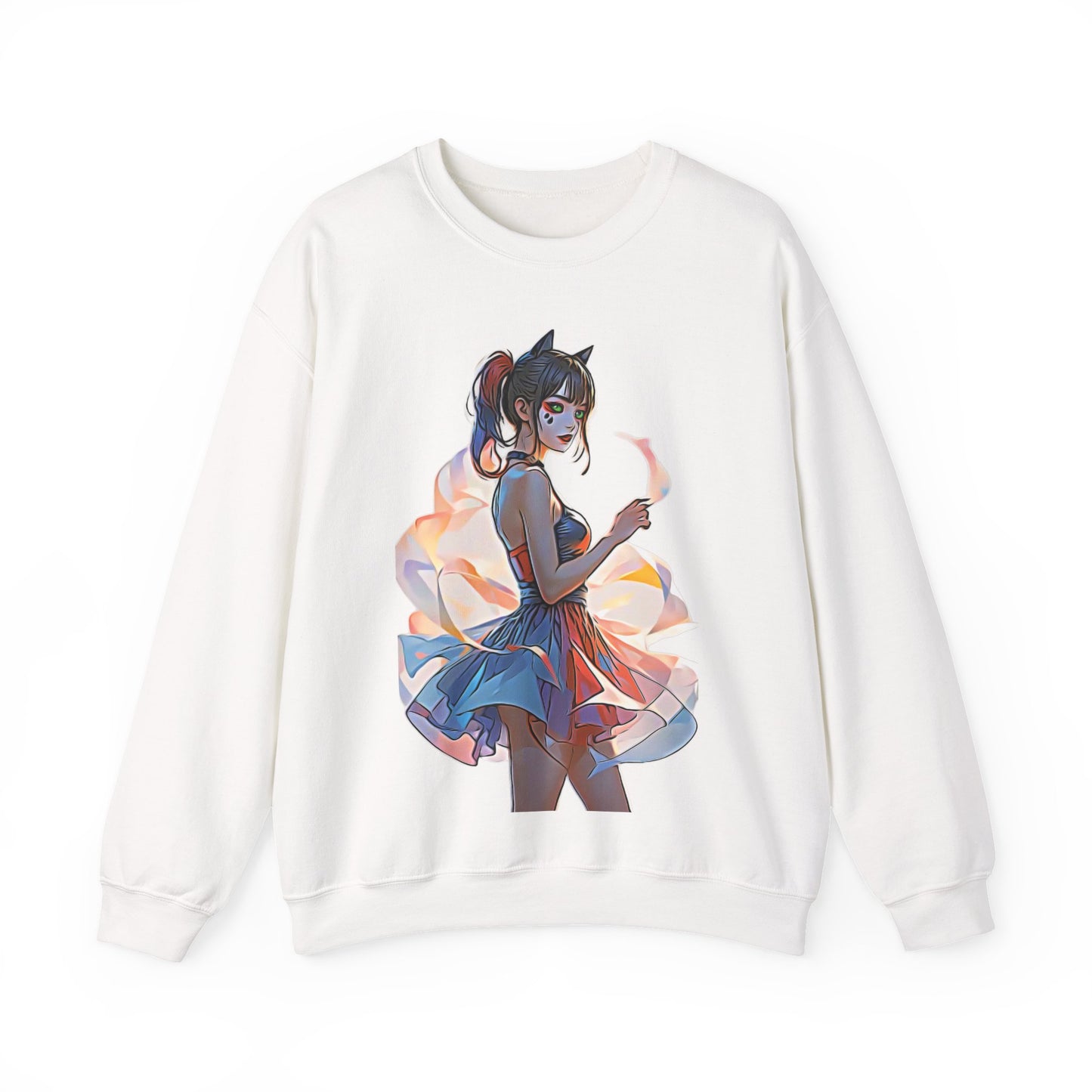 ✨Moonlit Grace: Anime Catgirl Aura for Casual Wear, Posters, Mugs and much more - Artistic Unisex Crewneck Sweatshirt | Cozy Graphic Sweater, Comfortable Hoodie, Fall Apparel, Anime-Inspired Gift, Casual Chic Fashion