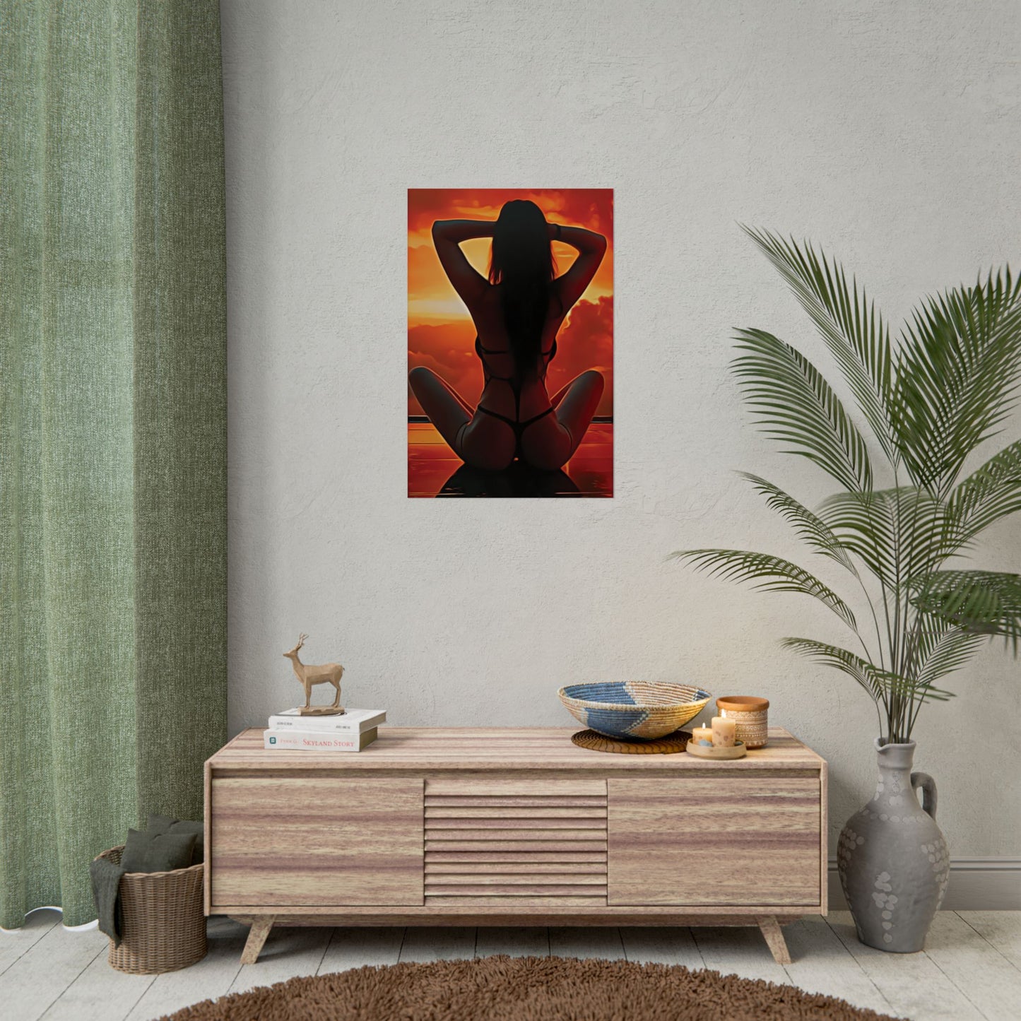 Golden Hour Serenity – Empowering Sunset Silhouette Inspiring Calm, Strength and Inner Freedom - Sensual Art Prints, Wall Decor, Bedroom Aesthetic, Gift for Her, Unique Home Decoration