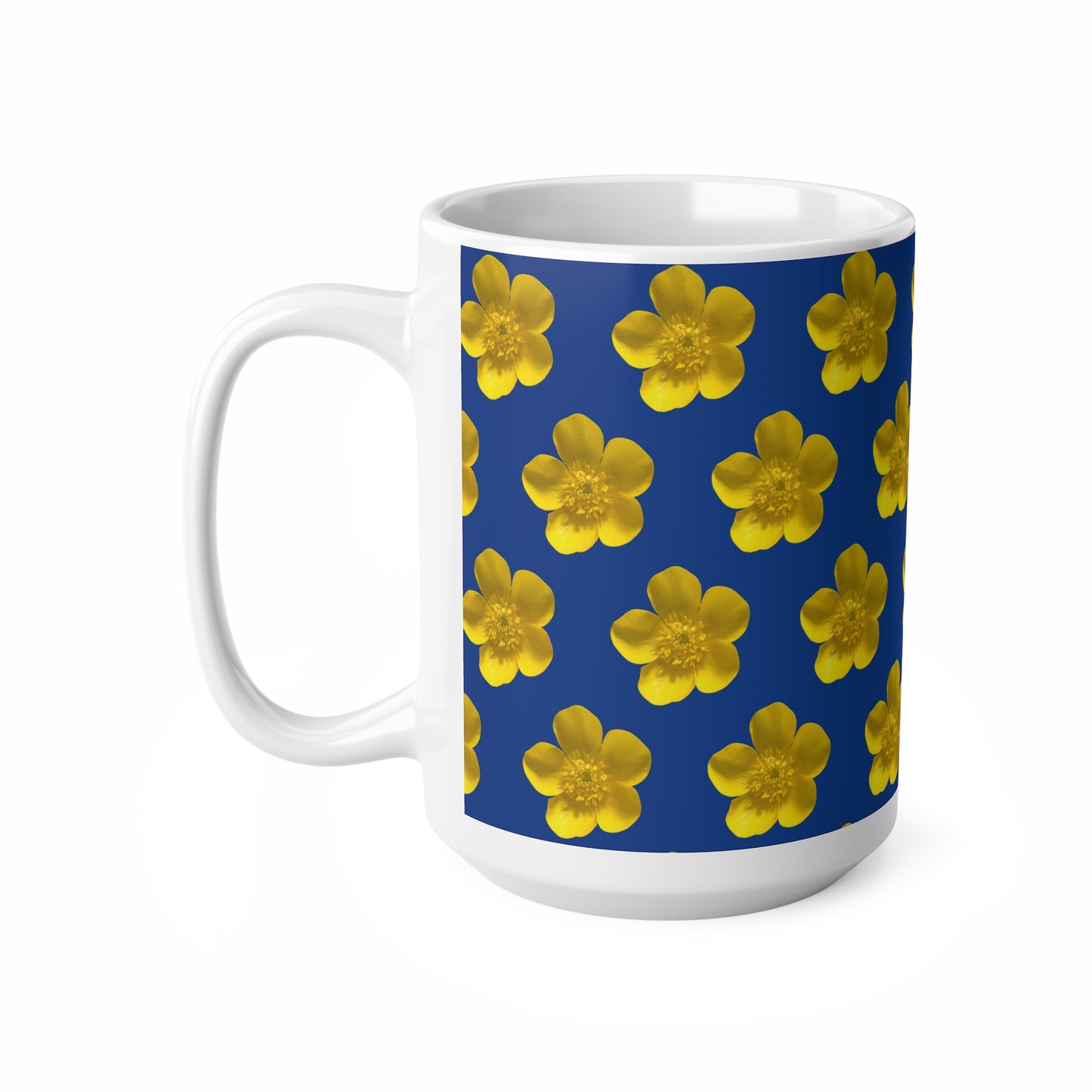 Coffee Cups - Yellow Flower Pattern Design