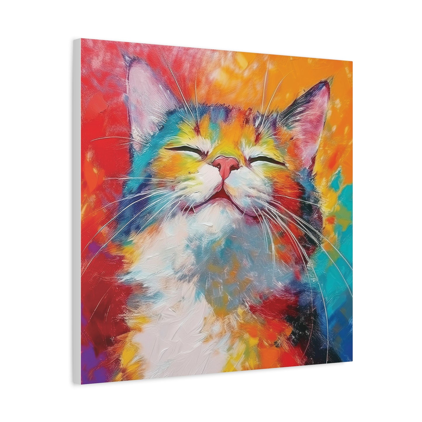 Canvas Print: Pawsitive Vibes Tri-Color Cat Artwork