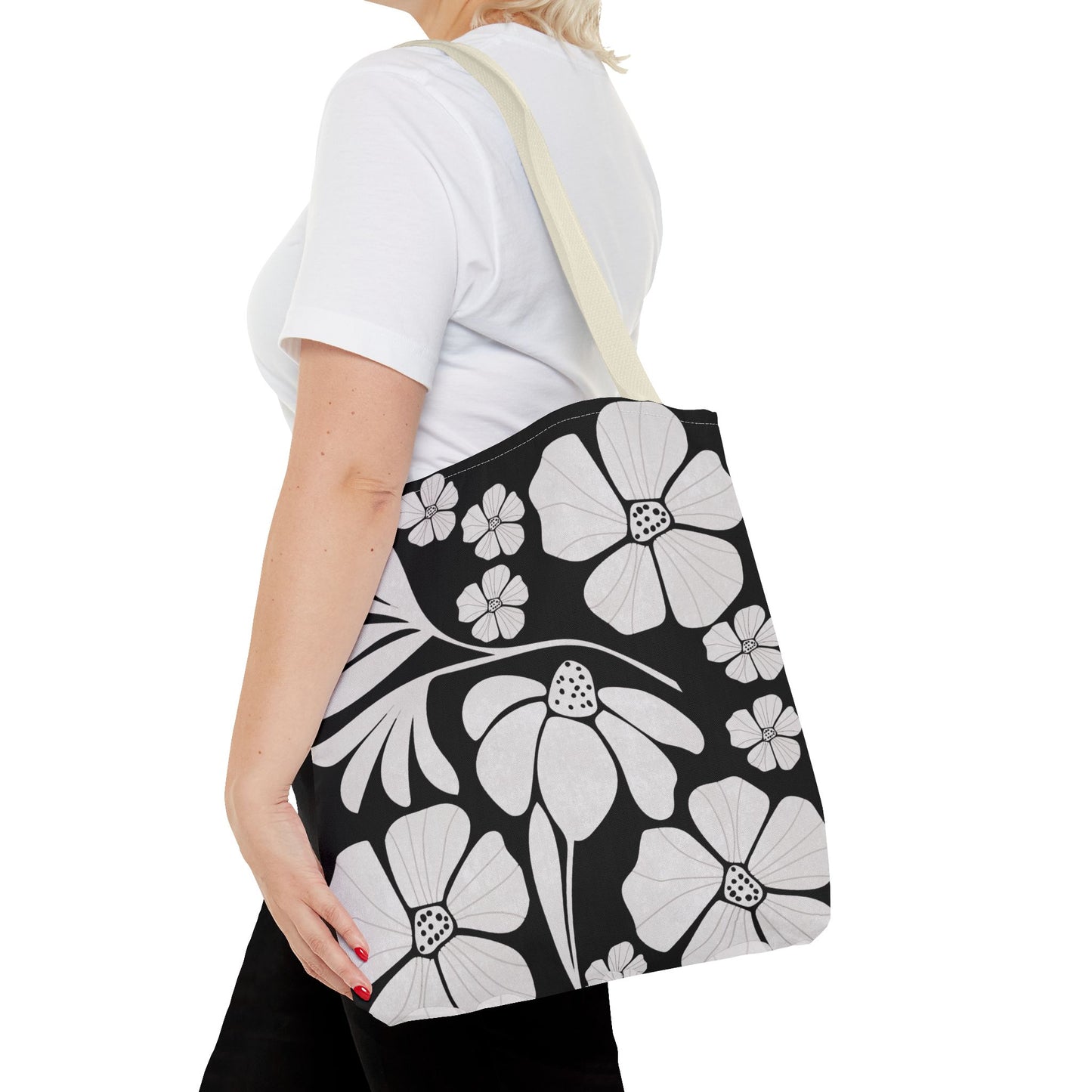 Boho Flowers Tote Bag - Retro Vintage Style