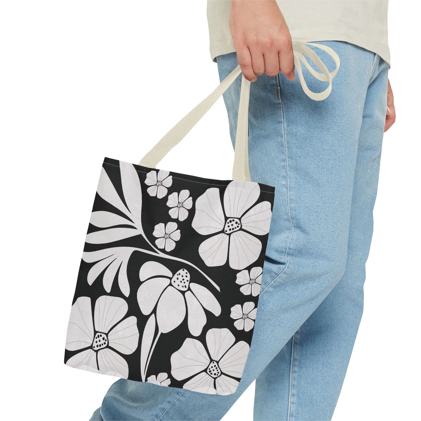 Boho Flowers Tote Bag - Retro Vintage Style