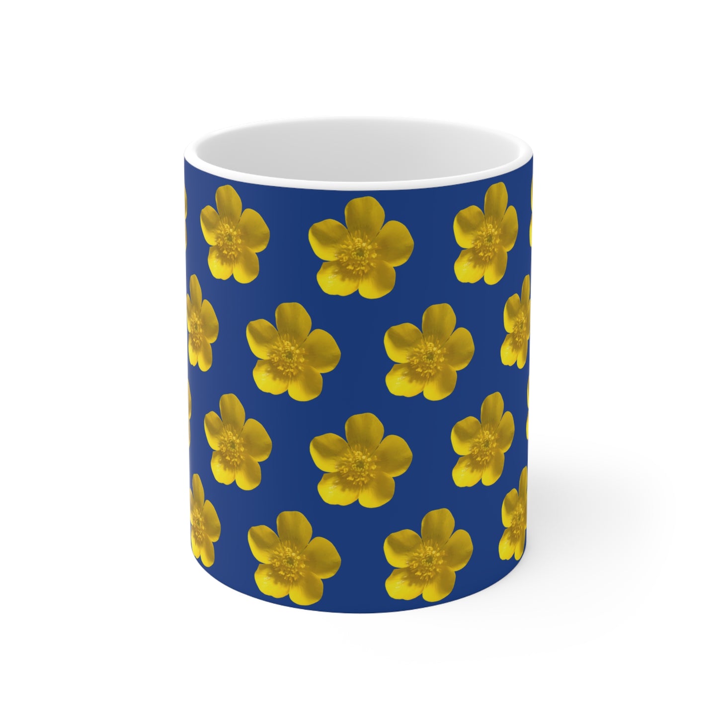 Coffee Cups - Yellow Flower Pattern Design