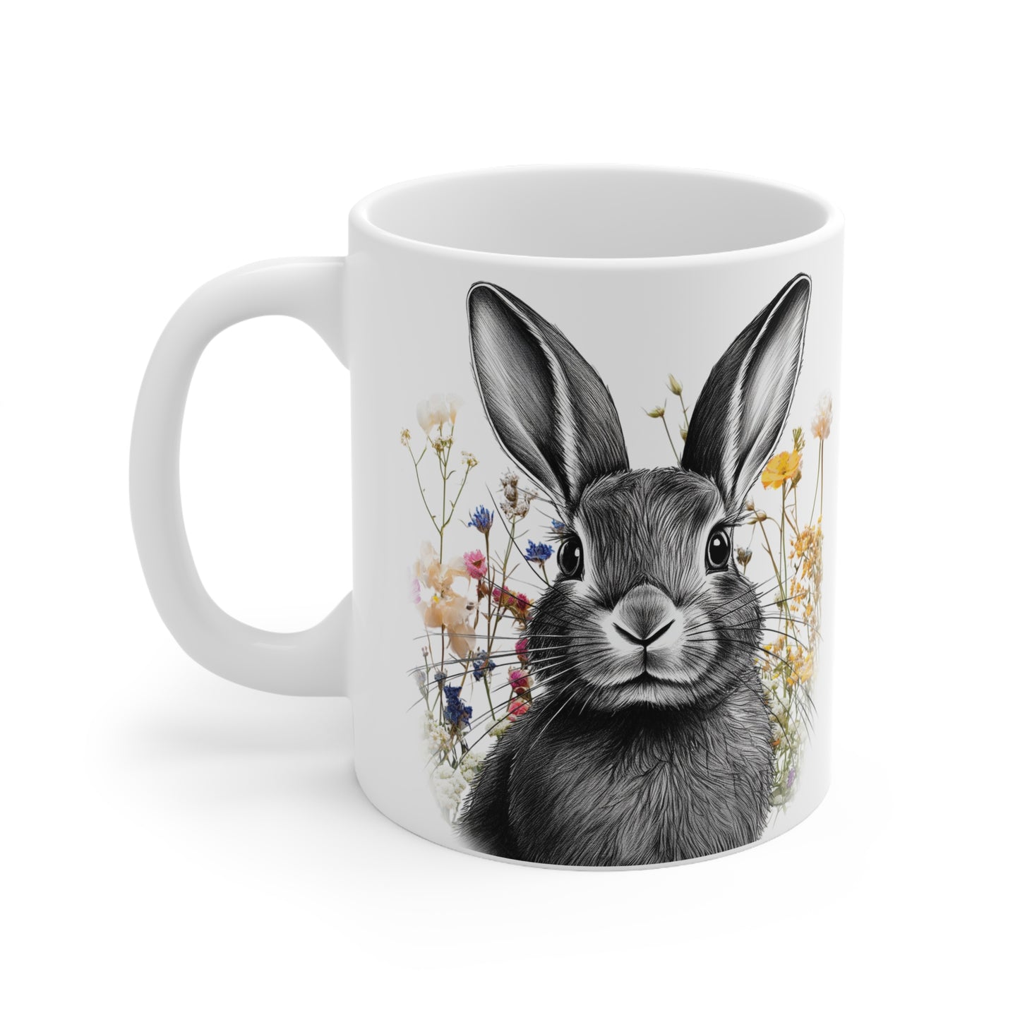 Easter Bunny in a Meadow Mug - Coffee Cup 11oz/15oz