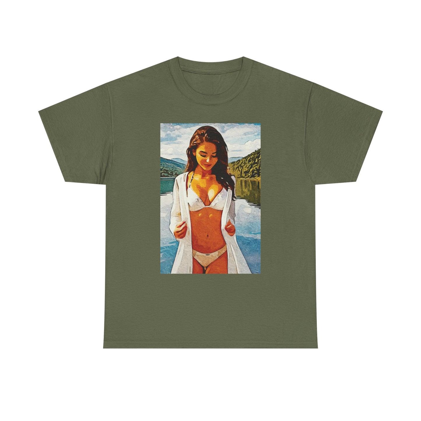 Beauty at the Lake — Sunlit Serenity for Casual Wear, Posters & Canvas - Summer Vibes Unisex Heavy Cotton Tee - Fun T-Shirt for Beach Lovers, Cute Casual Wear, Vacation Outfits, Graphic Tee for Parties, [...]