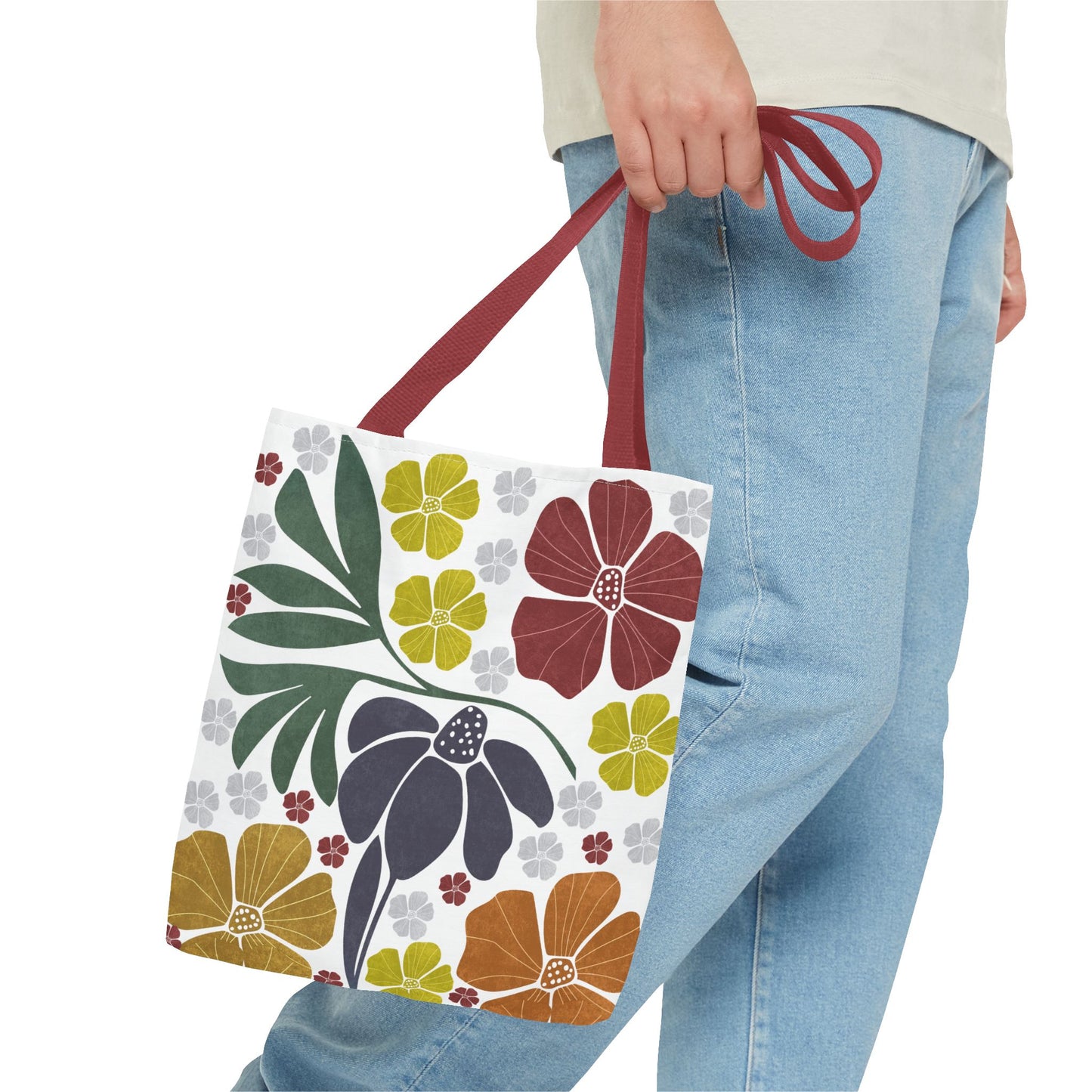 Boho Flowers Tote Bag - Retro Vintage Style