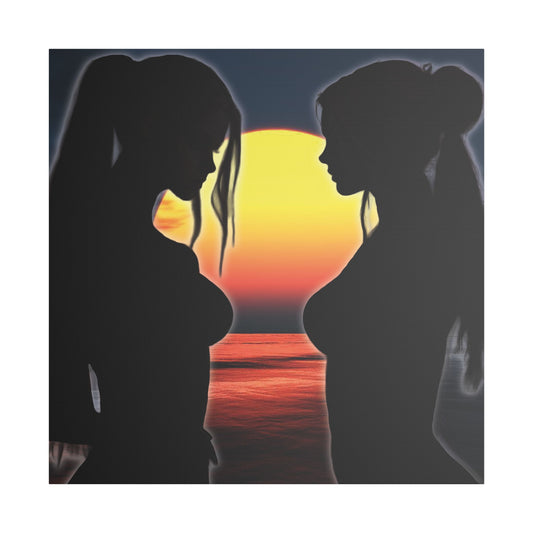 Sunset Silhouettes – Reflective Moments in Ocean Light -  Canvas Art, Modern Wall Decor, Home Aesthetic, Gift for Her, Living Room Wall Art, Inspirational Art