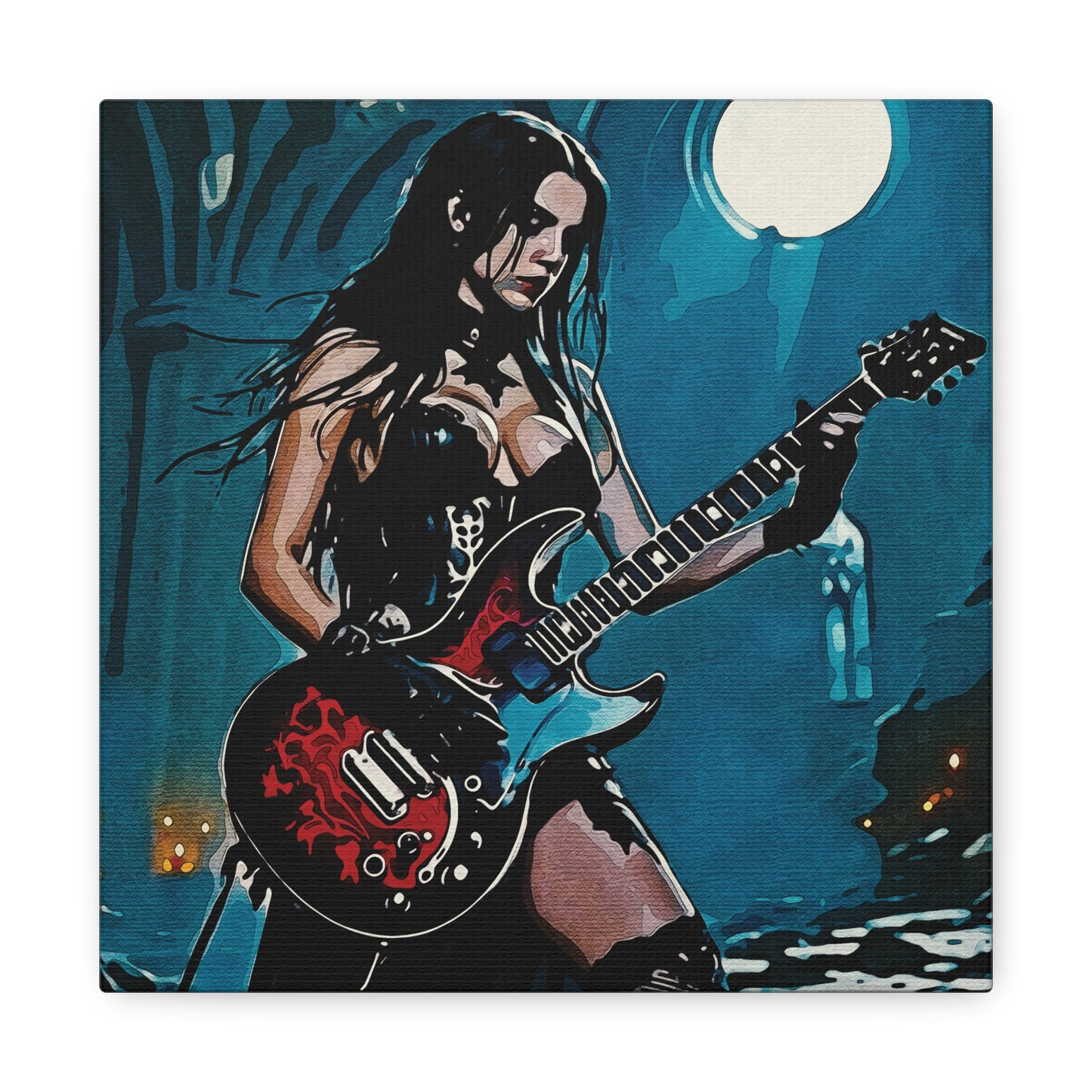 Midnight Riff: Power, Passion, and Gothic Pulse - Gothic Rocker Canvas Art, Edgy Wall Decor, Music Lover Gift, Unique Home Accent, Studio Wall Art