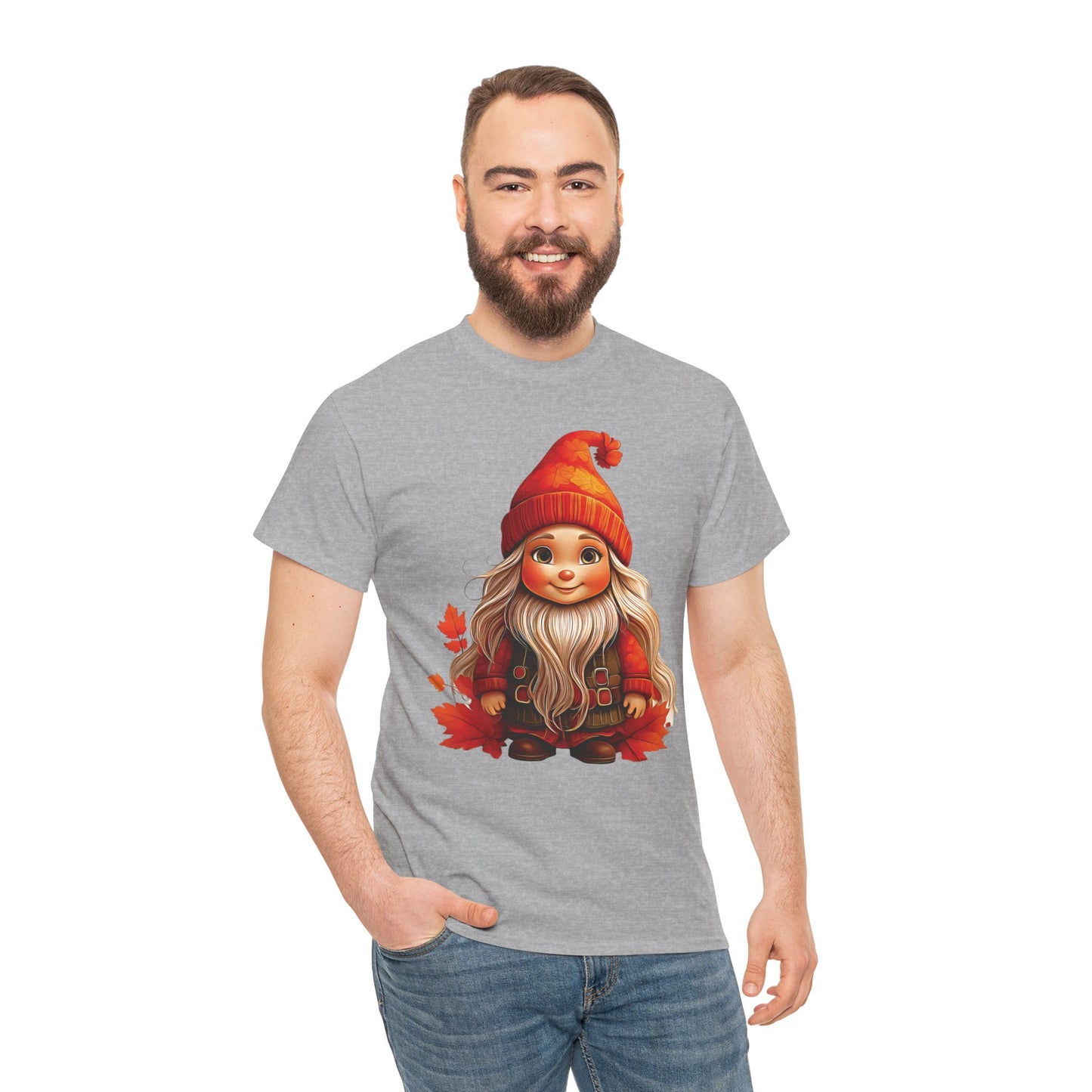 Autumn Gnome Magic – Cozy Whimsy in Every Leaf - Autumn-Themed Gnome Tee, Cozy Fall Shirt, Seasonal Apparel for Halloween, Thanksgiving, and Everyday Wear