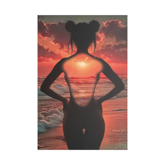 Sunset Within – Strength That Shines Through 🌅💪 - Sunset Silhouette Canvas Art, Modern Home Decor, Inspirational Wall Art, Unique Gift Idea, Beach Lover's Wall Hanging