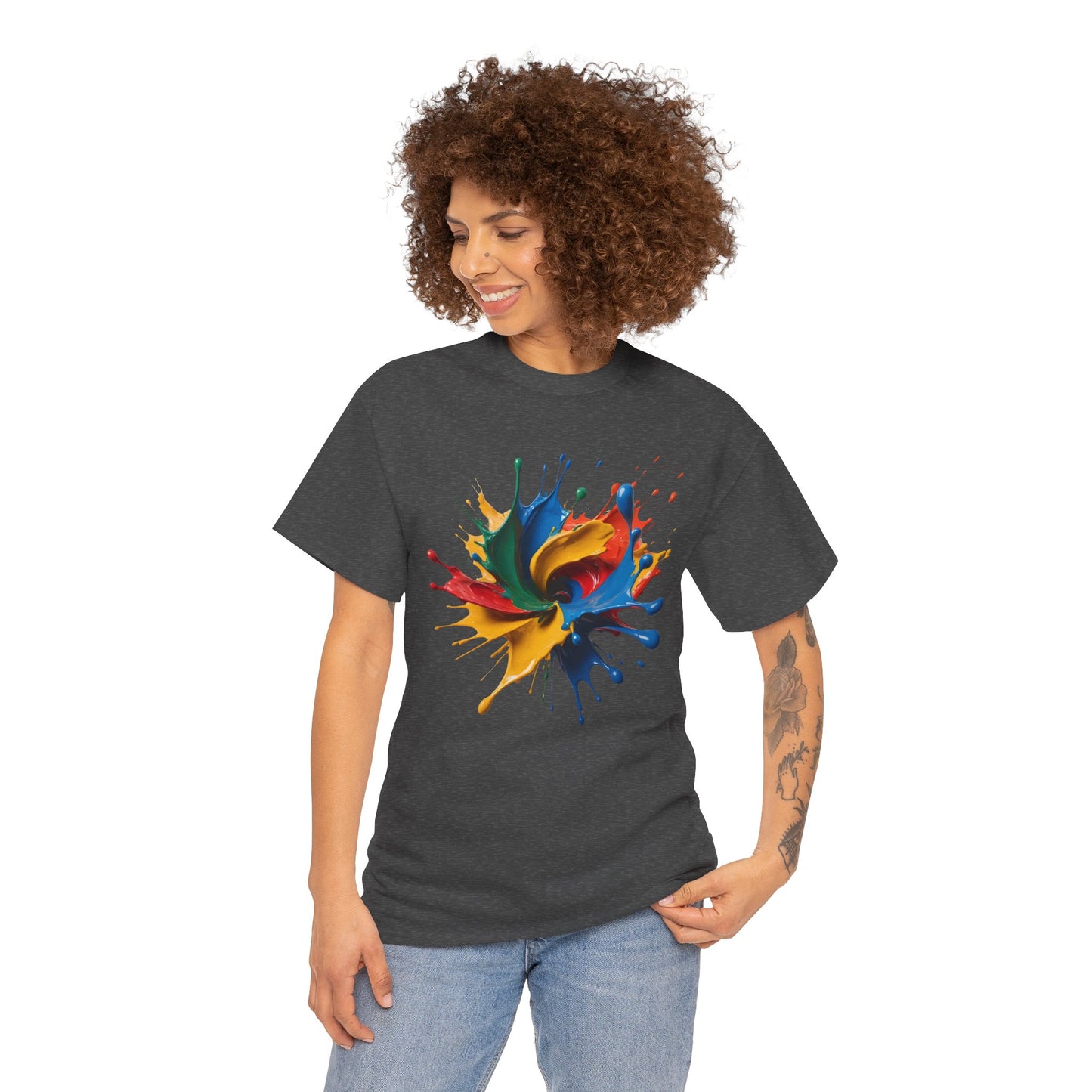 "Oops!" Color Splash Energy – Wear the Art, Feel the Vibe - Colorful Splash Art Unisex Heavy Cotton Tee | Vibrant Graphic T-Shirt, Casual Wear, Gift for Art Lovers, Color Run, Festival Outfit