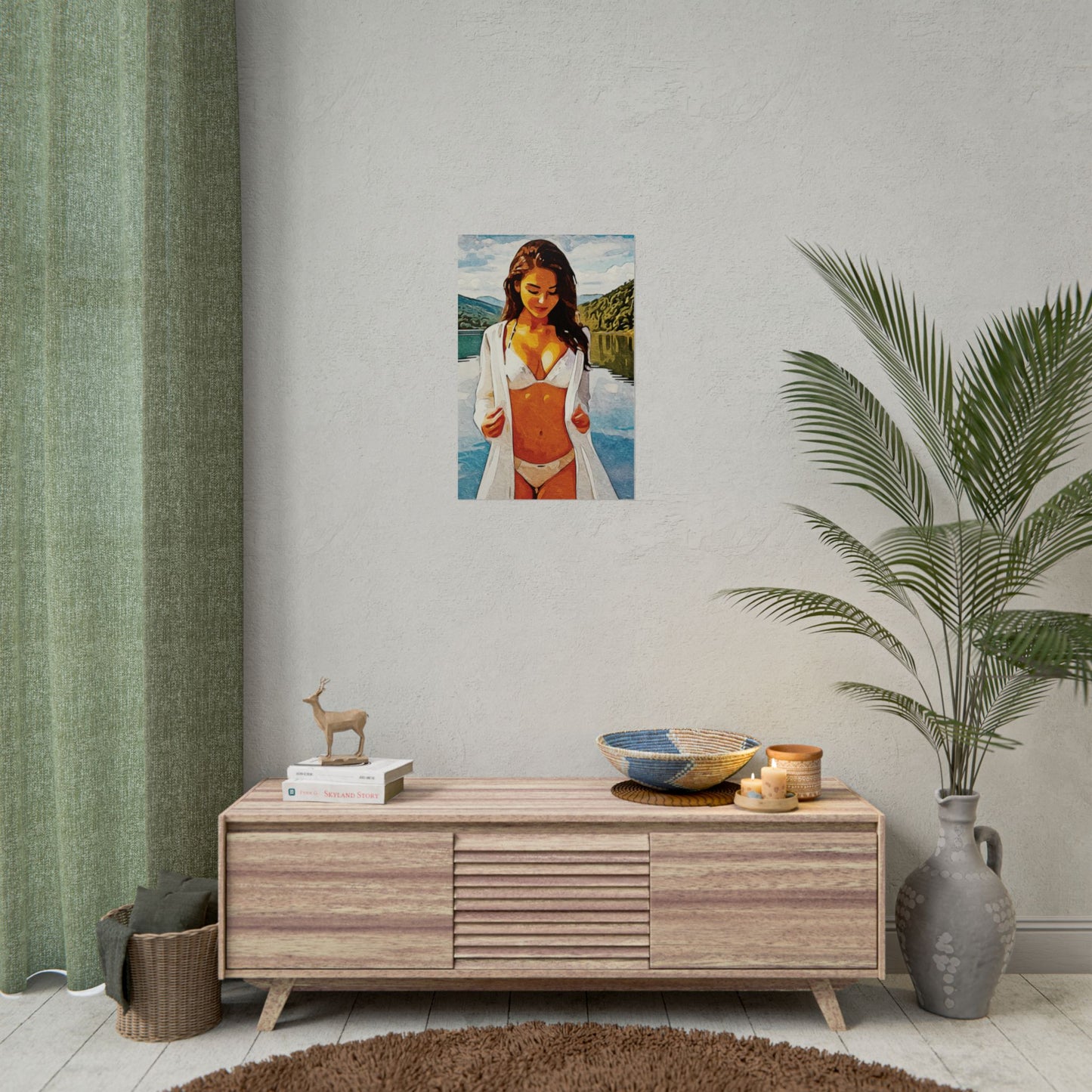 Beauty at the Lake — Sunlit Serenity for Canvas - Beach Vibe Rolled Poster, Summer Wall Art, Aesthetic Home Decor, Ocean Print, Ideal Gift for Beach Lovers