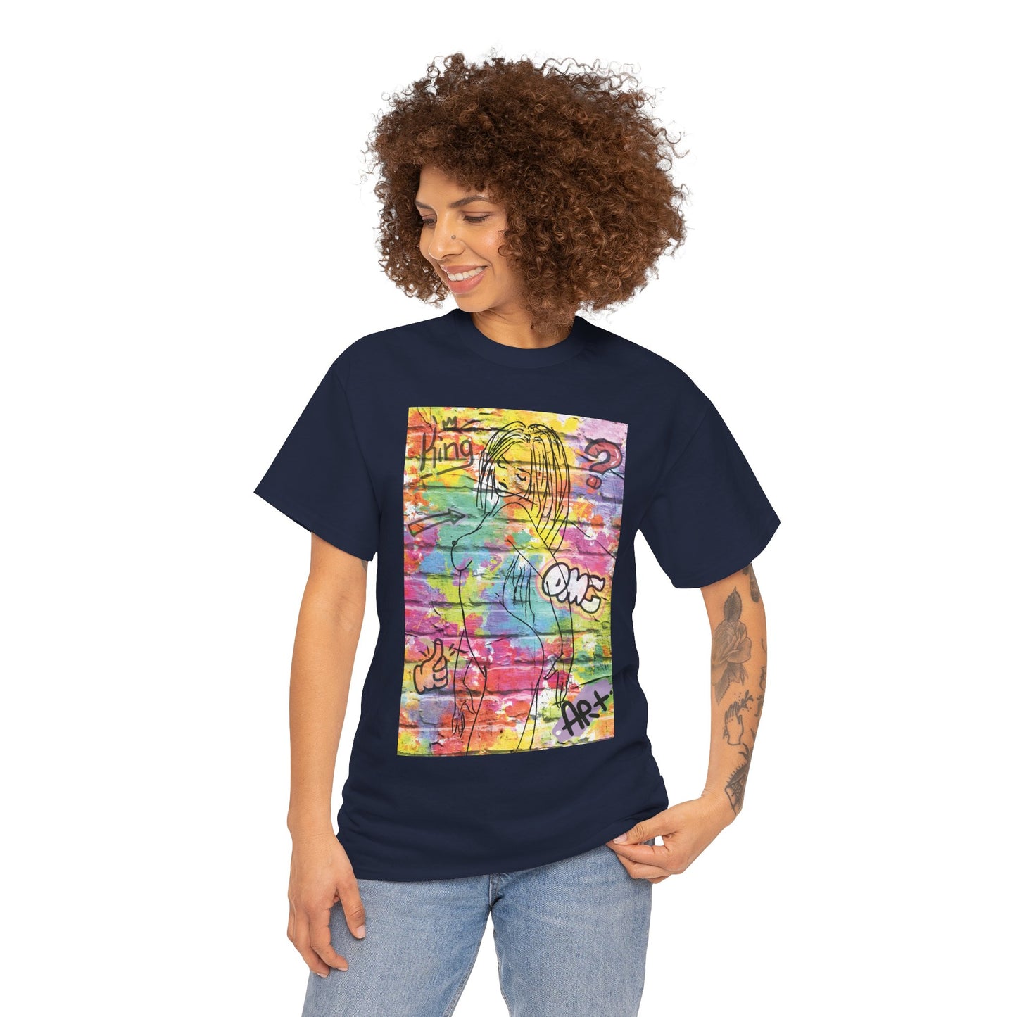 Vibrant Graffiti Muse – Bold Pop Art of Color, Confidence, and Free-Spirited Urban Expression - Colorful Artistic Unisex Tee, Vibrant Cotton T-Shirt for Art Lovers, Unique Casual Wear, Gift for Friends, Summer Fashion