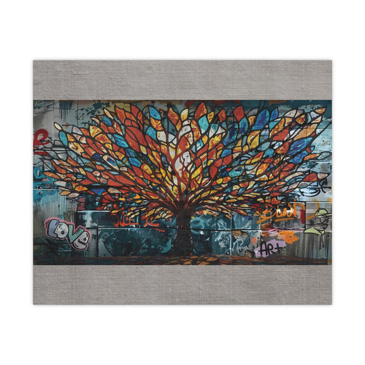“Roots of Radiance: The Urban Tree of Infinite Expression” - Vibrant Tree Matte Poster, Home Decor, Wall Art, Gift for Nature Lovers, Modern Art Print