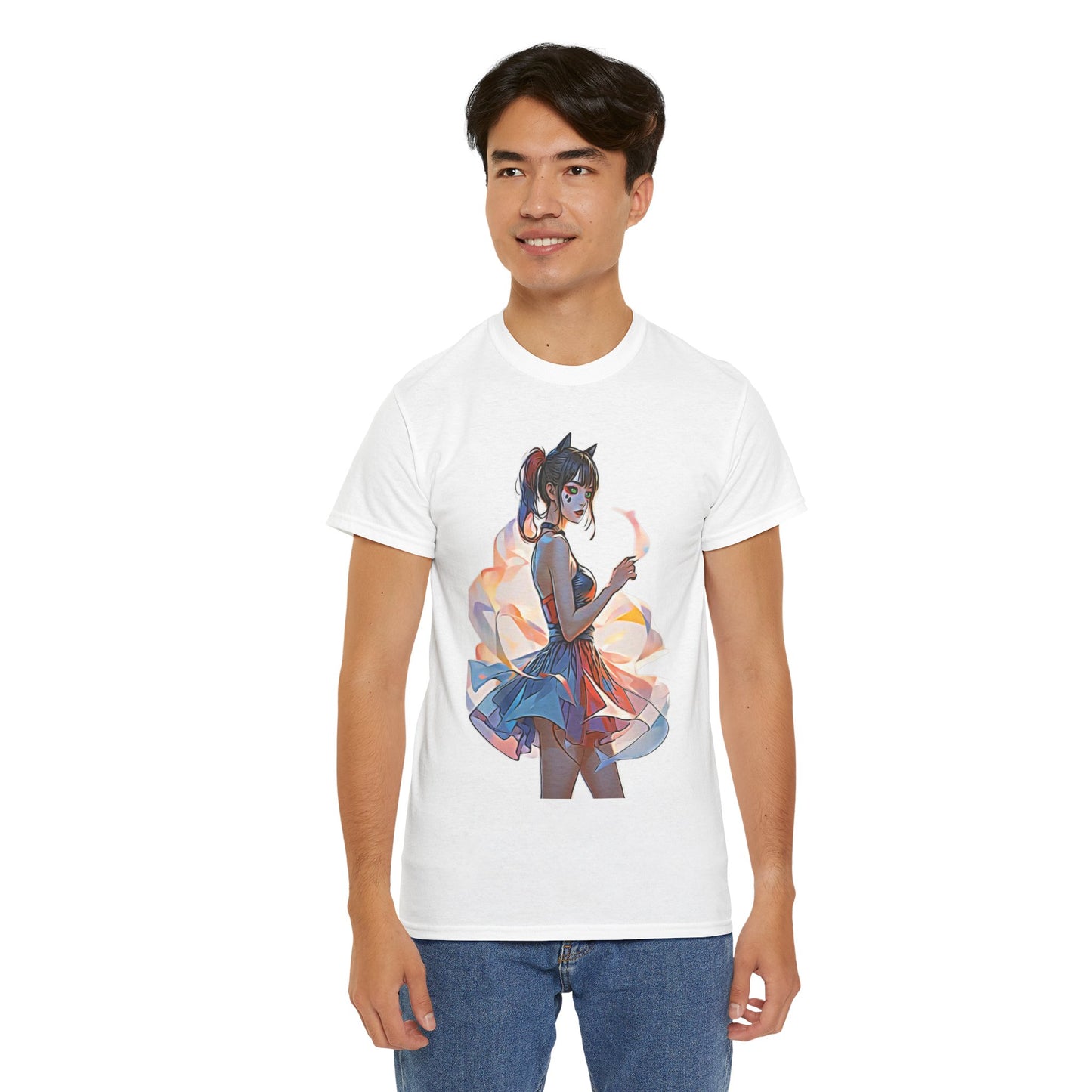✨Moonlit Grace: Anime Catgirl Aura for Casual Wear, Posters, Mugs and much more. - Artistic Cat Lady Tee, Cool Graphic Shirt for Animal Lovers, Ideal Gift for Birthdays & Cat Lovers, Casual Wear, Unisex Cotton Tee