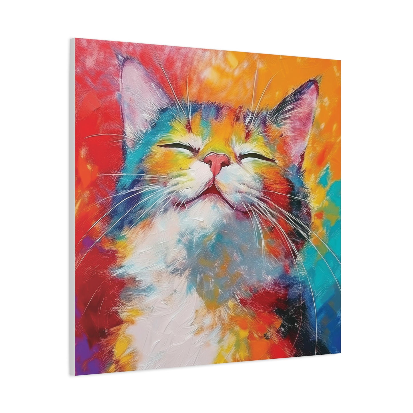 Canvas Print: Pawsitive Vibes Tri-Color Cat Artwork