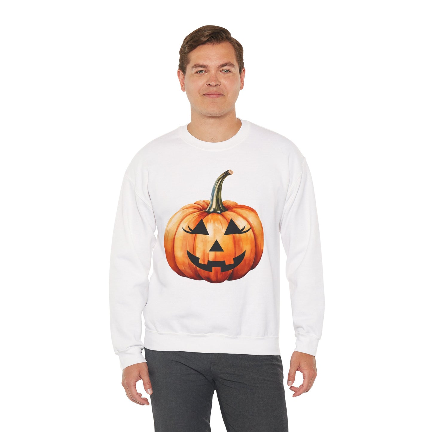 🎃 Embrace Autumn Magic - Pumpkin Bliss Collection for Cozy Season Vibes ✨ - Halloween Pumpkin Crewneck Sweatshirt | Cozy Fall Fashion, Unisex Sweater, Casual Wear, Gift for Halloween Lovers, Autumn Style