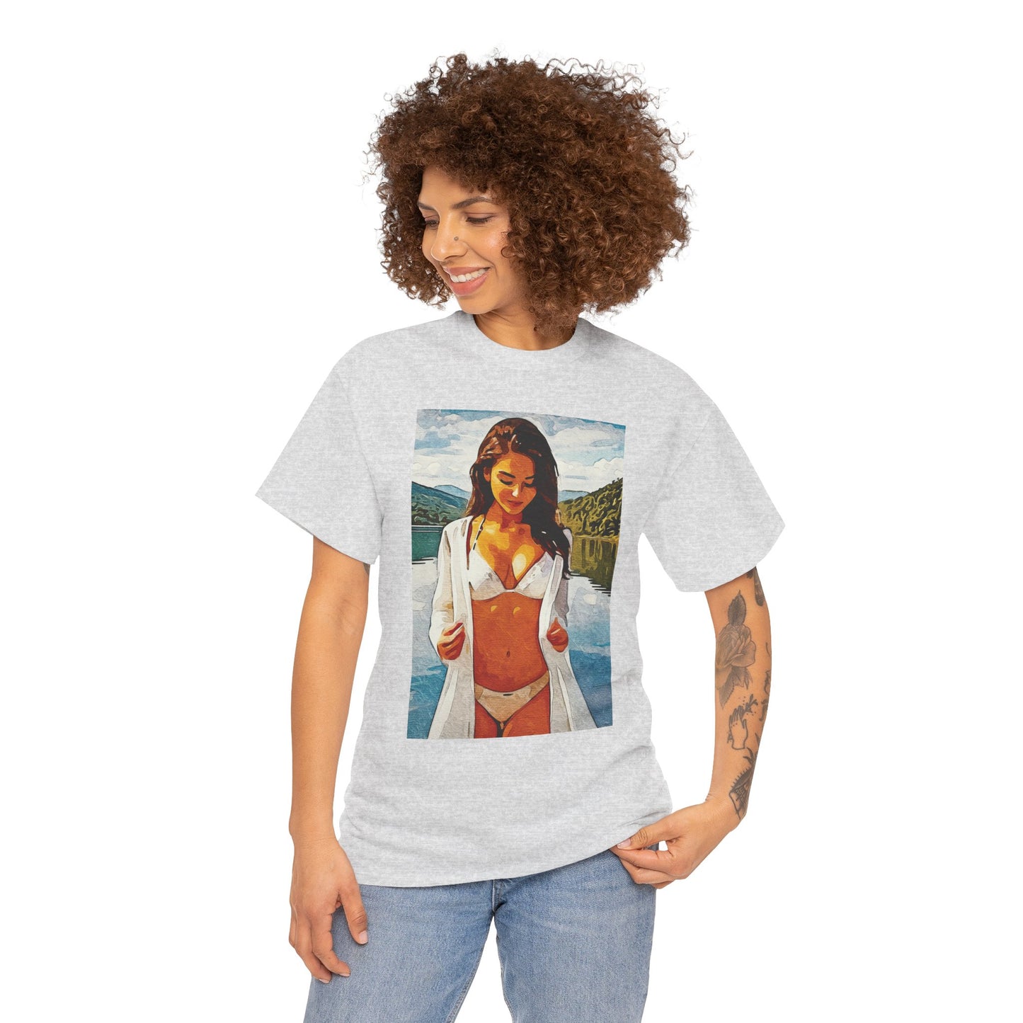 Beauty at the Lake — Sunlit Serenity for Casual Wear, Posters & Canvas - Summer Vibes Unisex Heavy Cotton Tee - Fun T-Shirt for Beach Lovers, Cute Casual Wear, Vacation Outfits, Graphic Tee for Parties, [...]