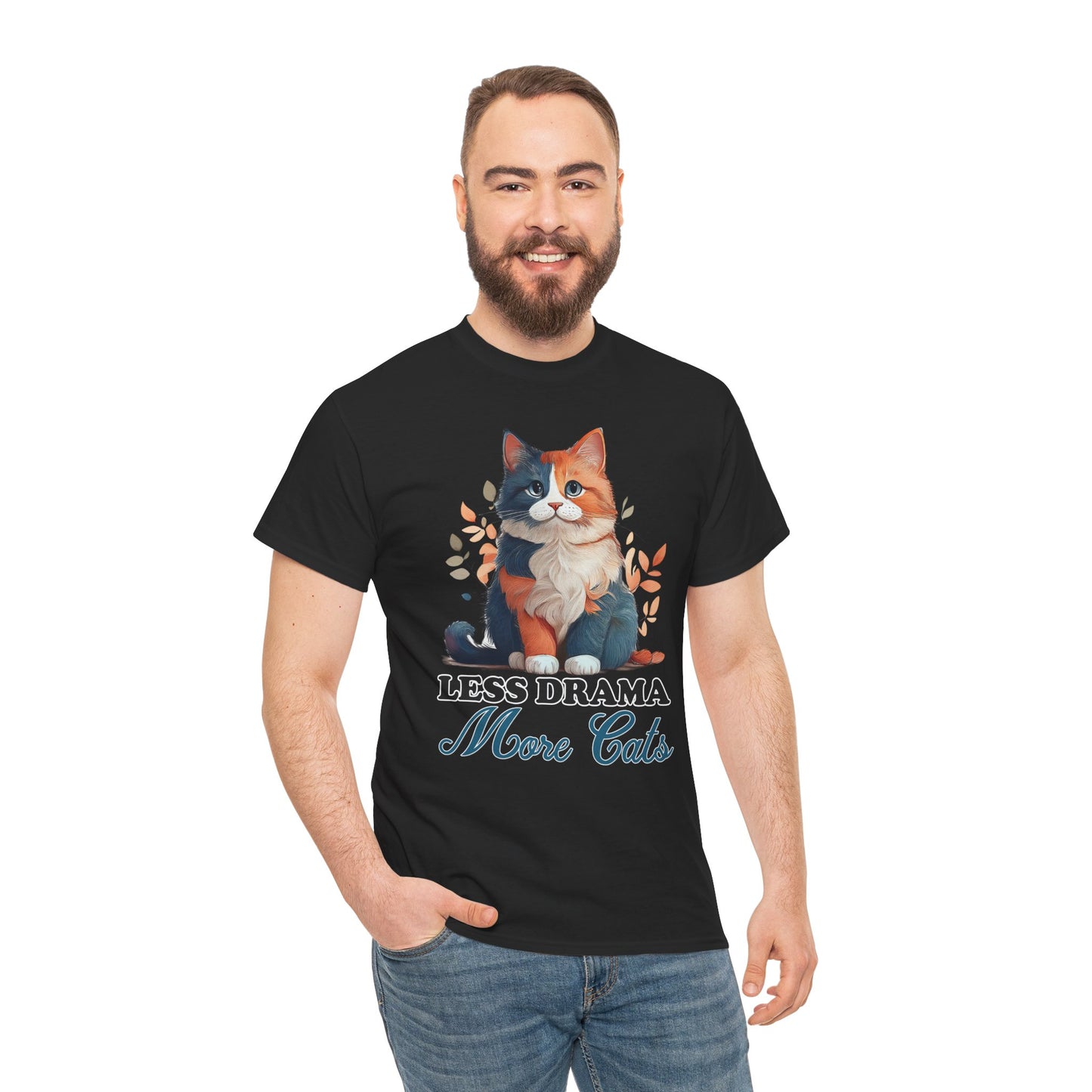 Less Drama, More Cats – Purrfect Peace in Style 🐾✨ - Unisex Cat Lover Tee - Less Drama More Cats, Cute Animal Shirt, Gifts for Cat Owners, Animal Lover Apparel, Funny Pet Tee